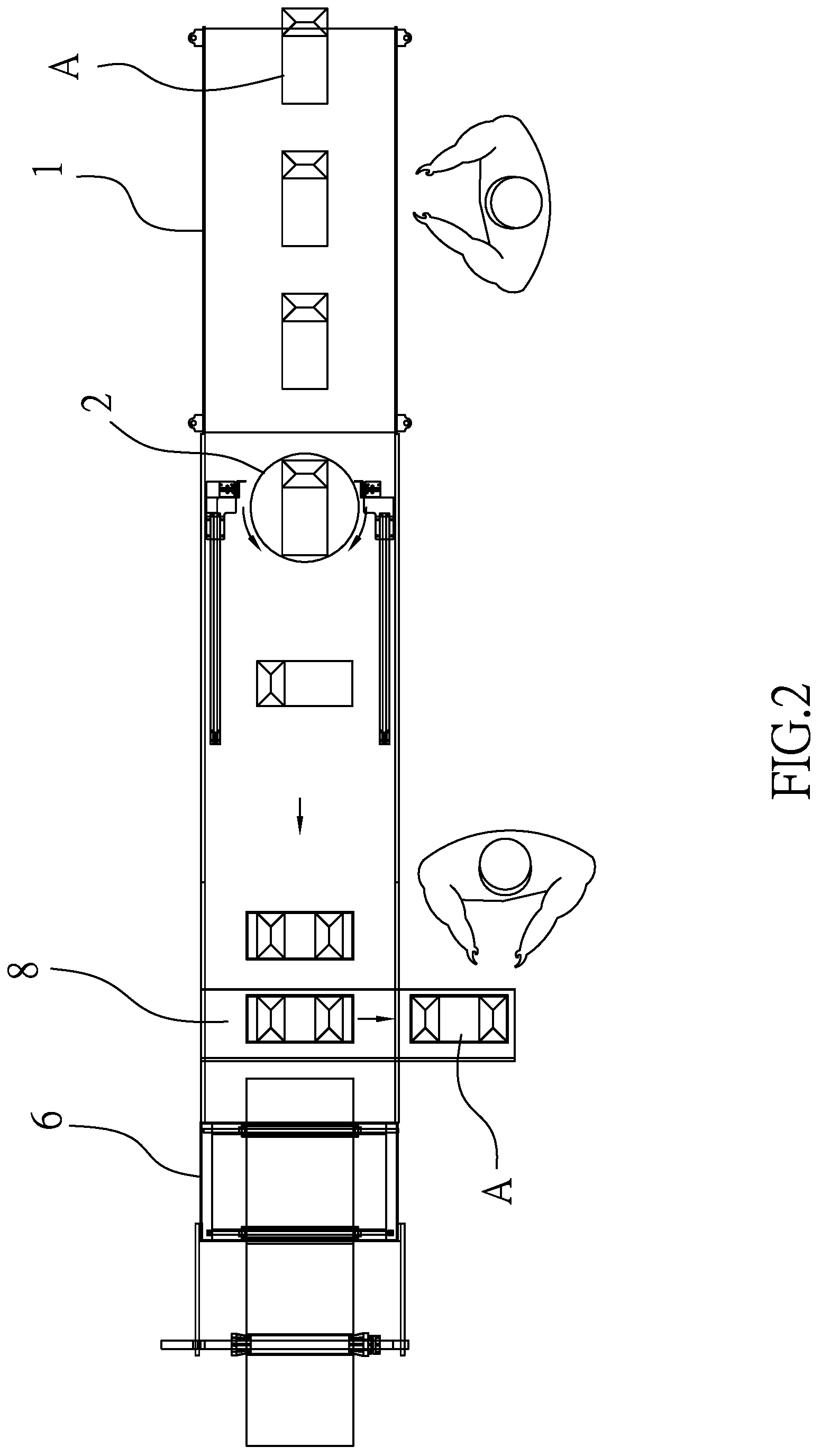Patent US12319457 Figure 2 – Automatic packaging machine for paper bags
