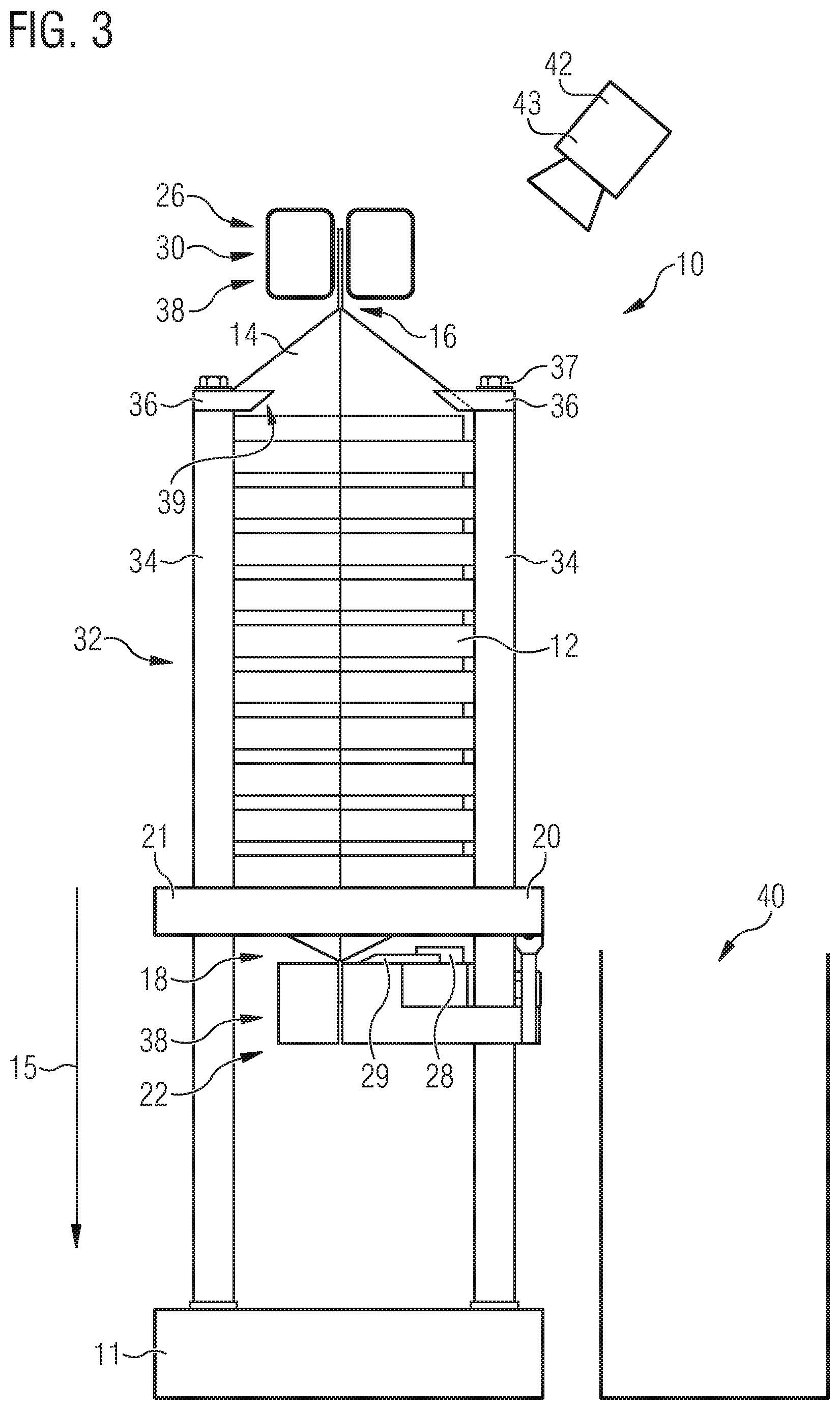 Patent US12319462 Figure 3 – Device, set, pharmaceutical plant and method for unpacking a plurality of articles
