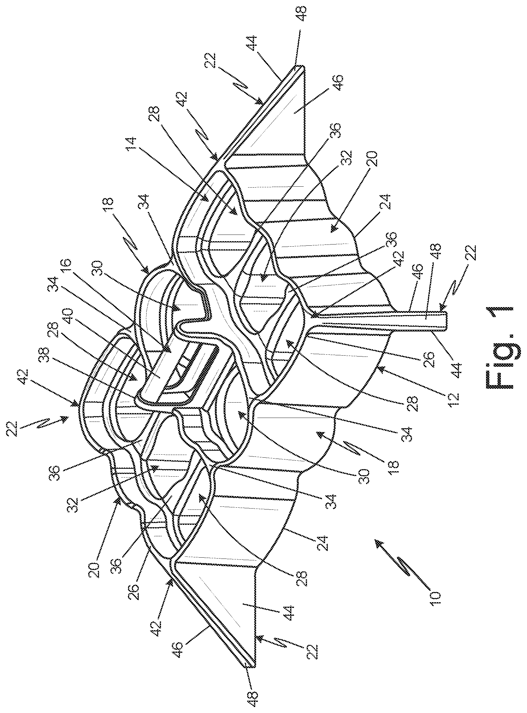 Patent US12319464 Figure 1 – Caddy with spill prevention stabilizers