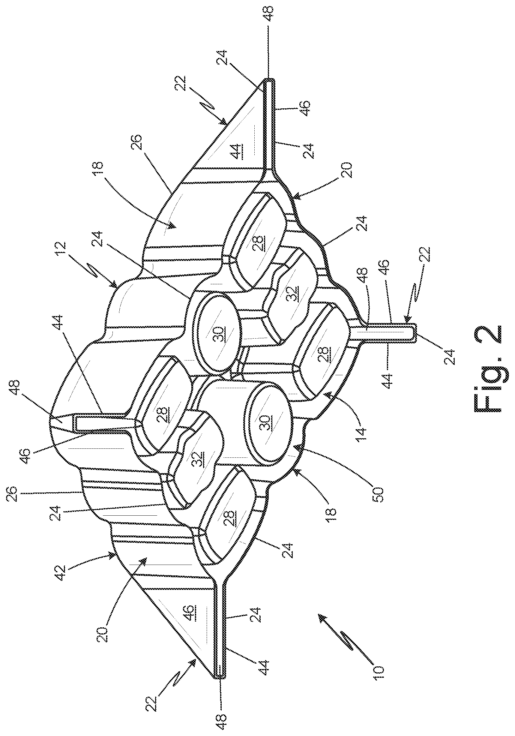 Patent US12319464 Figure 2 – Caddy with spill prevention stabilizers