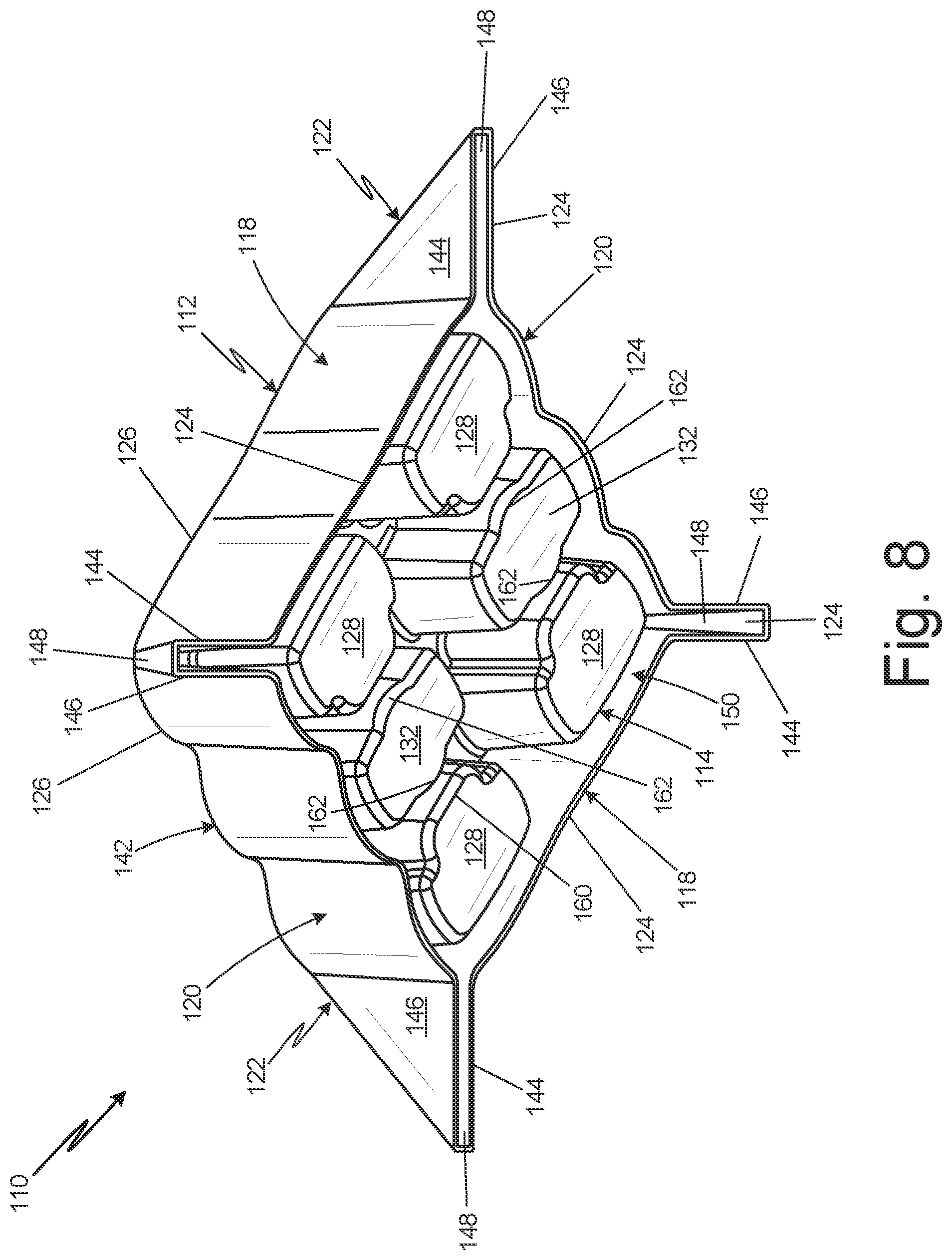 Patent US12319464 Figure 7 – Caddy with spill prevention stabilizers