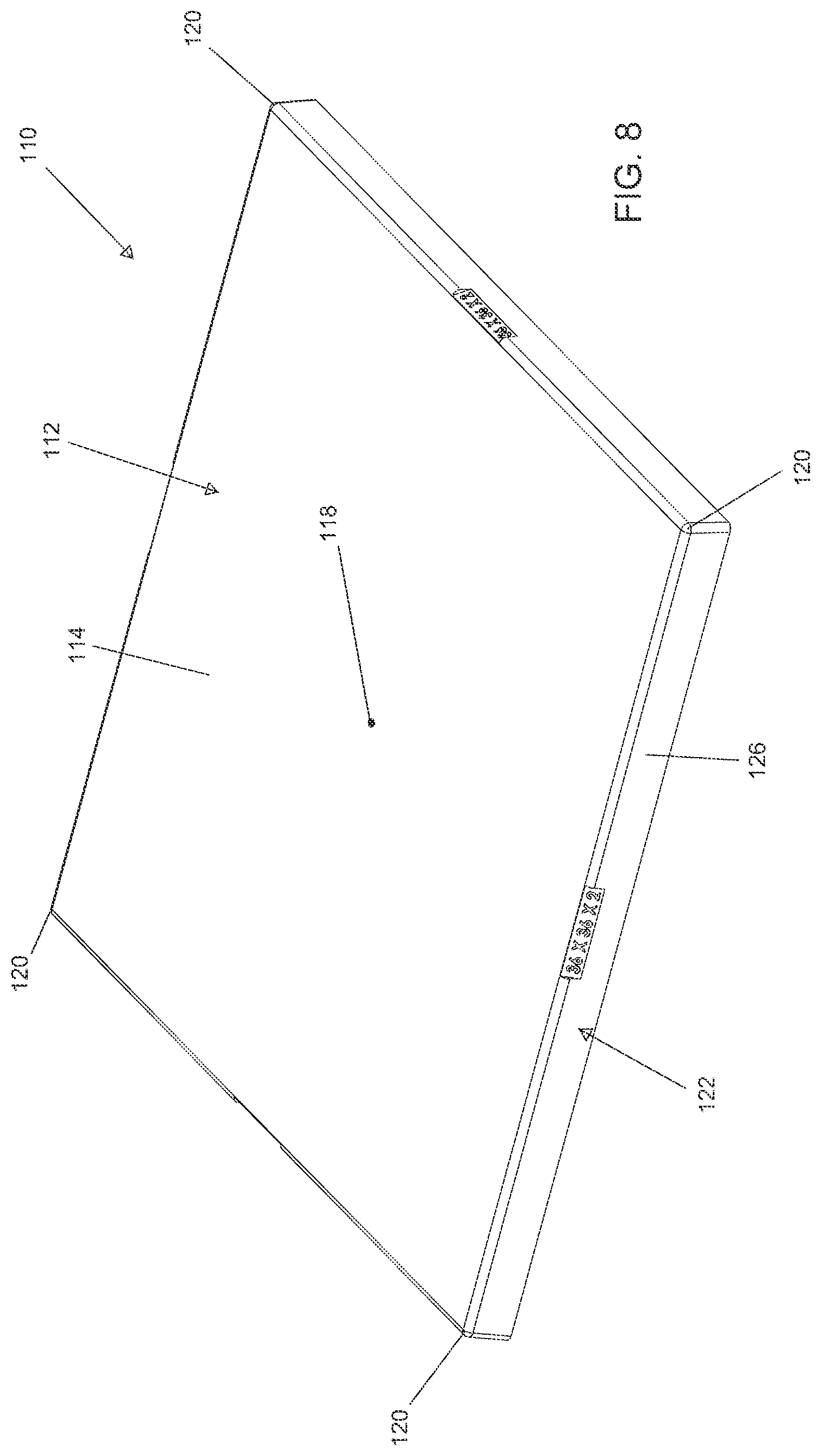 Patent US12319468 Figure 8 – Molded equipment pad with arc-shaped ribs