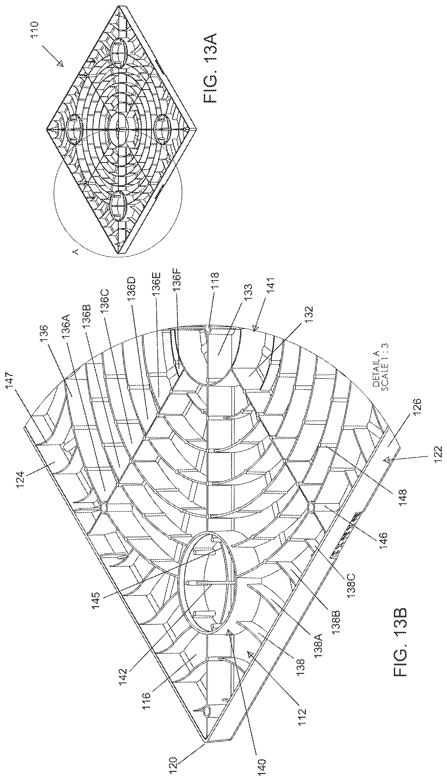 Patent US12319468 Figure 13 – Molded equipment pad with arc-shaped ribs