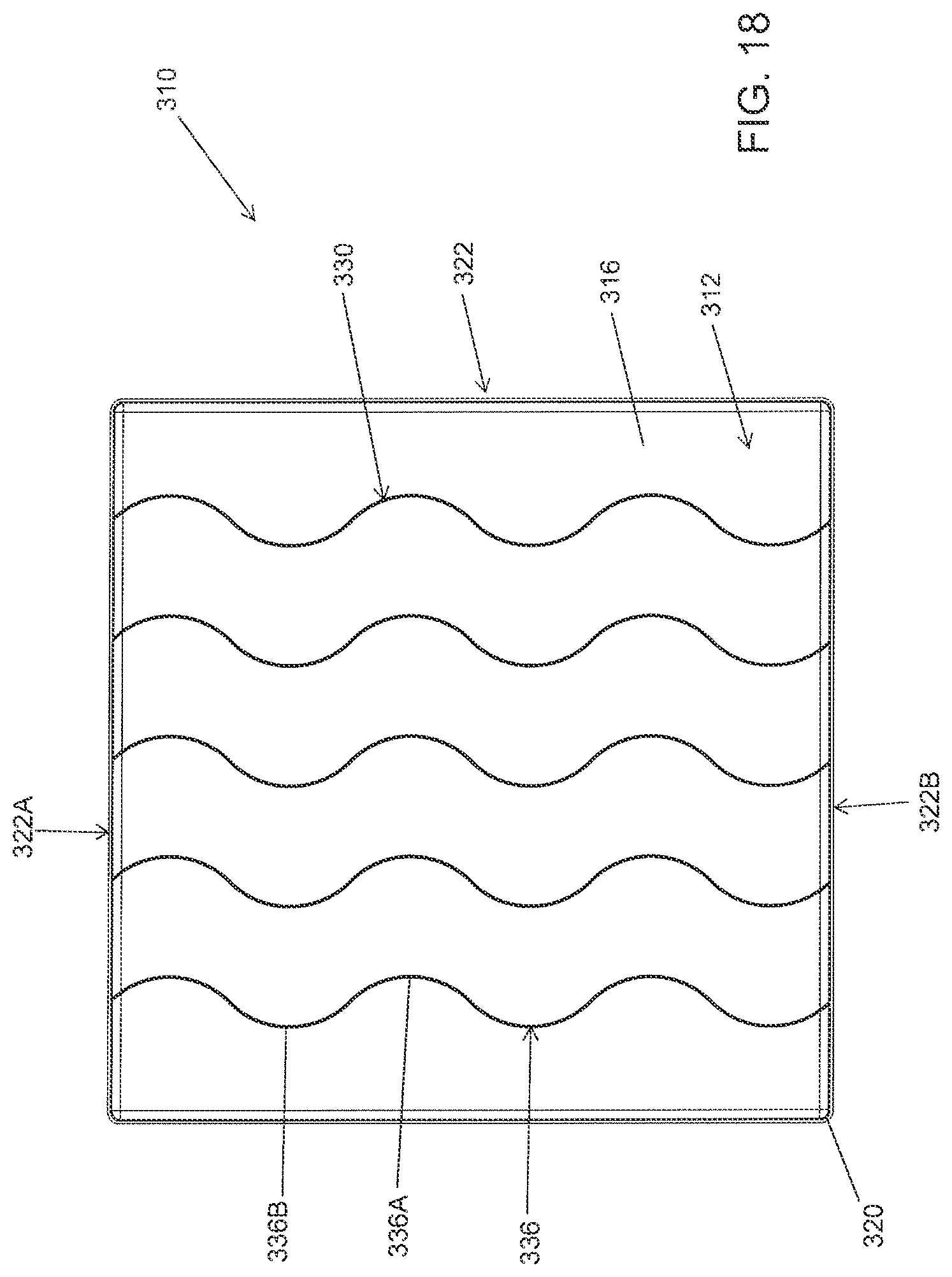 Patent US12319468 Figure 18 – Molded equipment pad with arc-shaped ribs