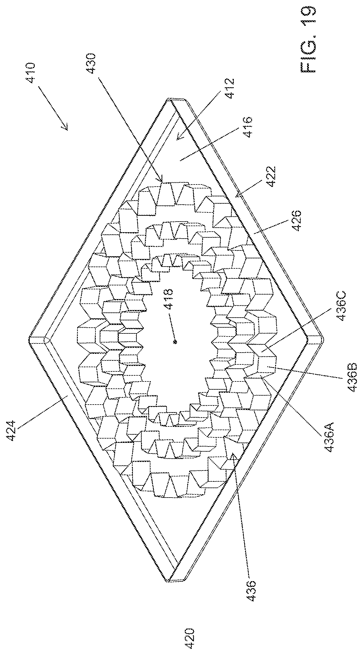 Patent US12319468 Figure 19 – Molded equipment pad with arc-shaped ribs