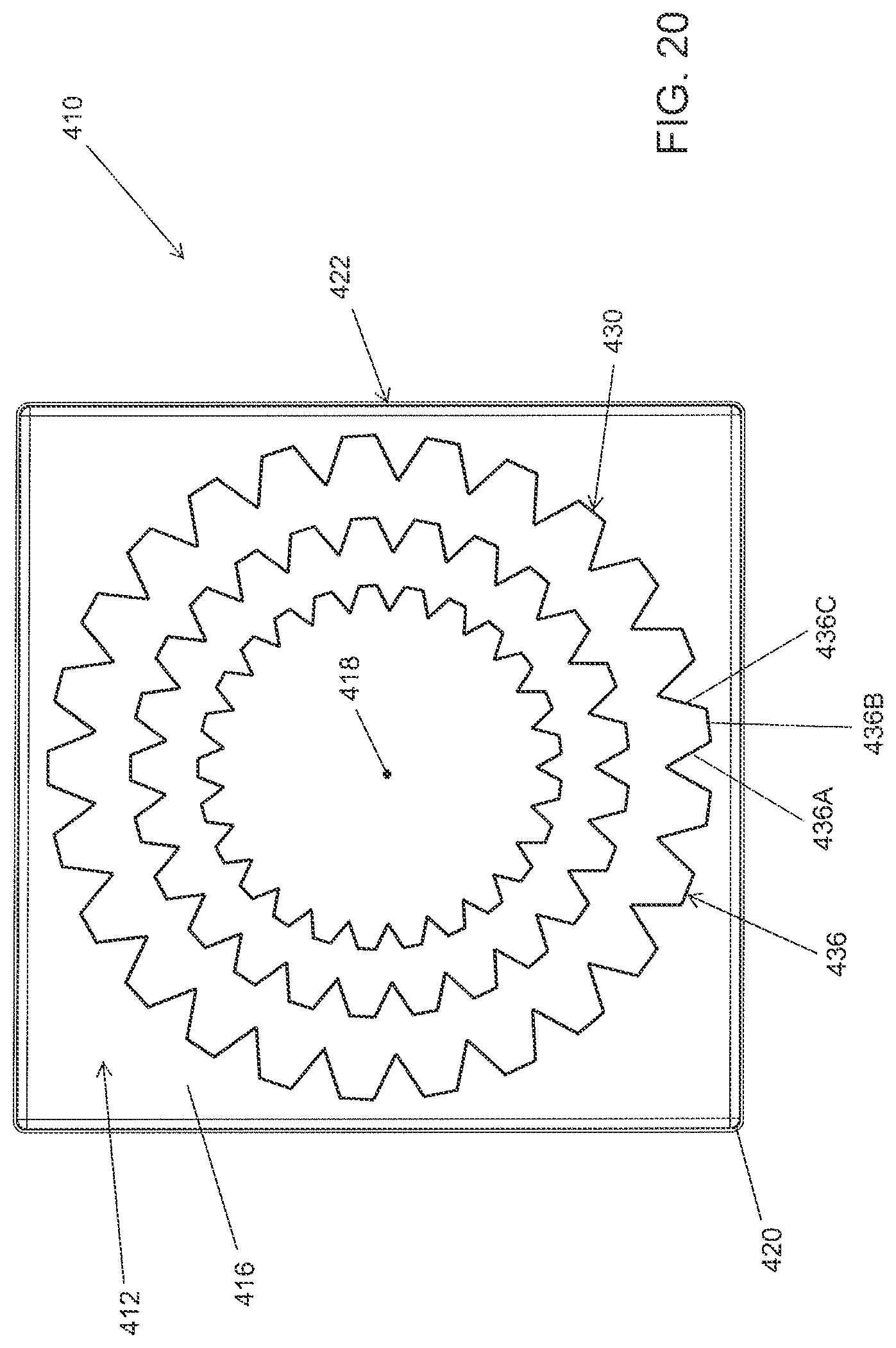 Patent US12319468 Figure 20 – Molded equipment pad with arc-shaped ribs