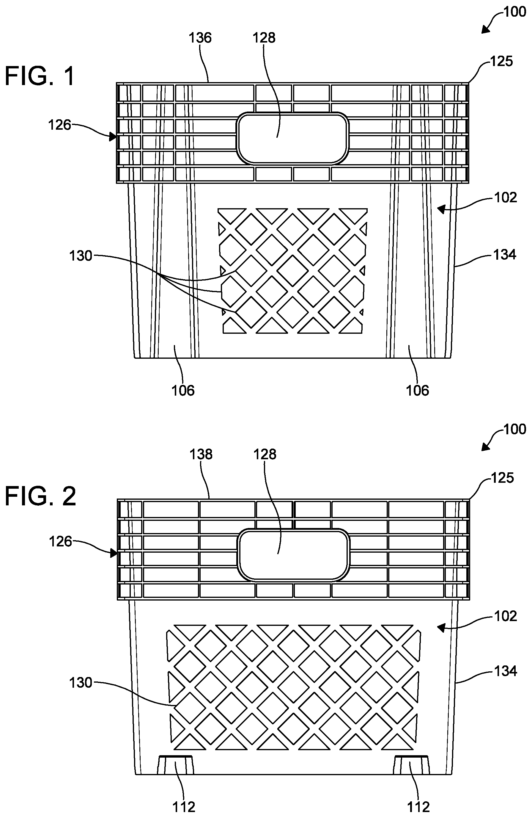 Patent US12319470 Figure 1 – Stackable crate
