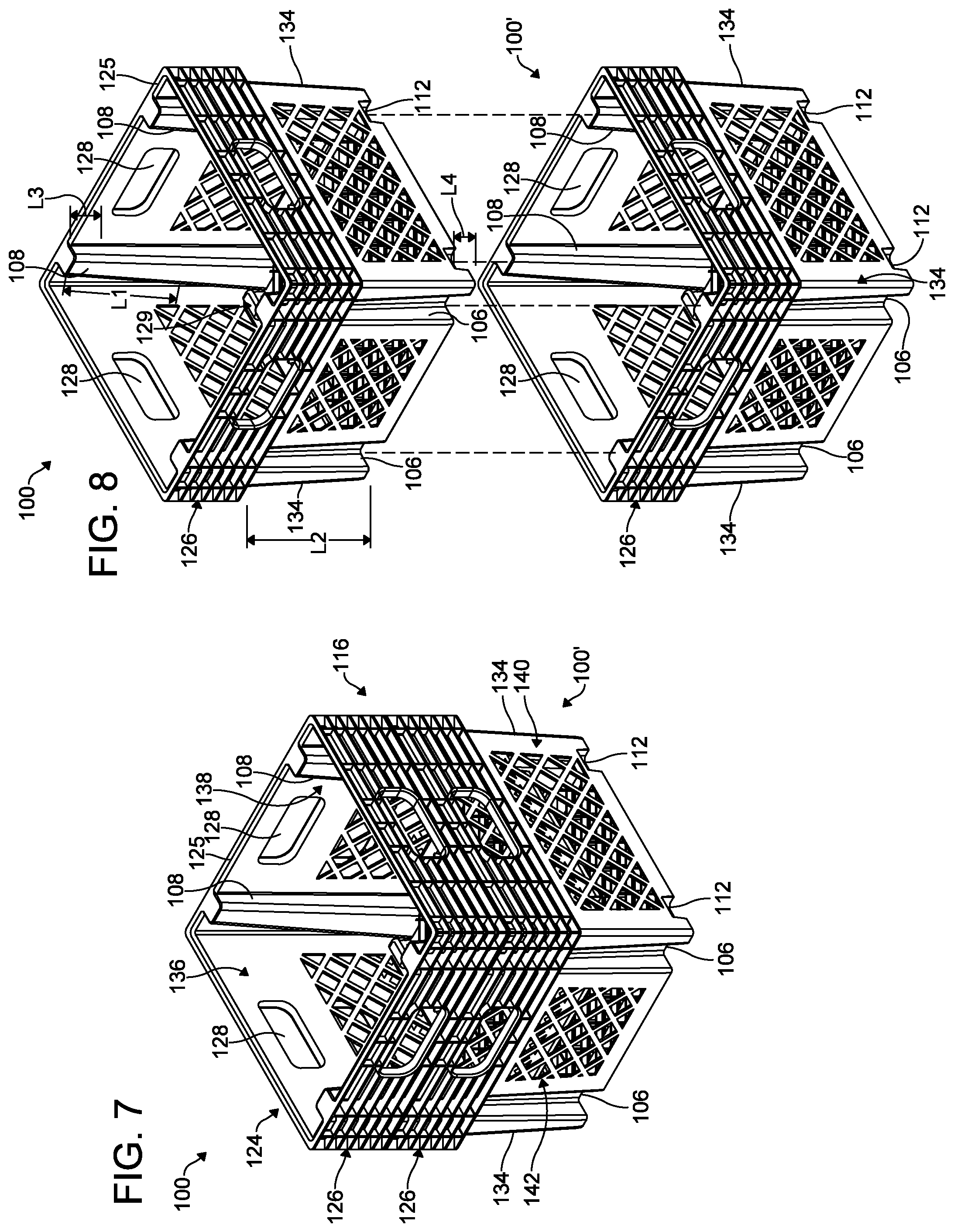 Patent US12319470 Figure 4 – Stackable crate
