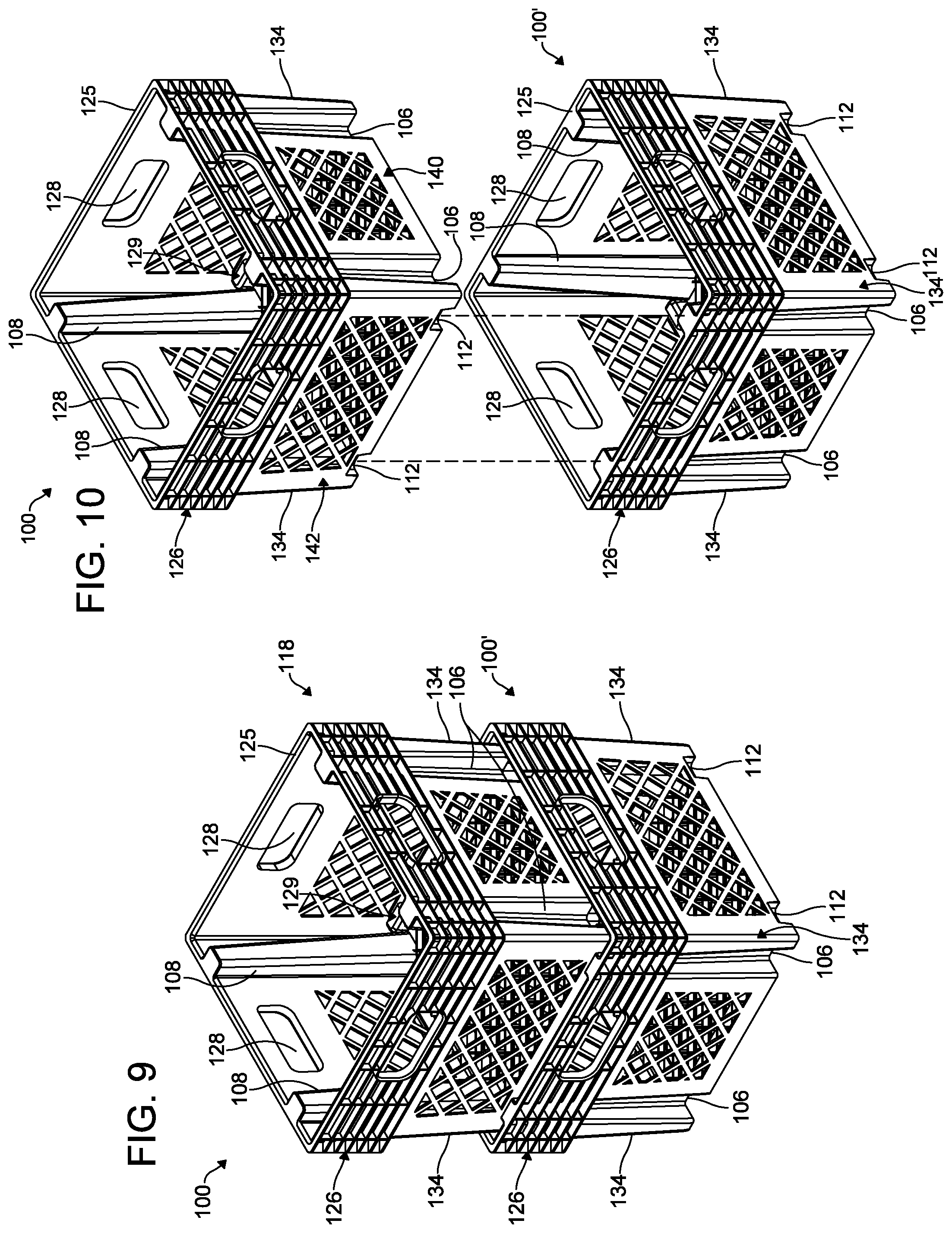 Patent US12319470 Figure 5 – Stackable crate