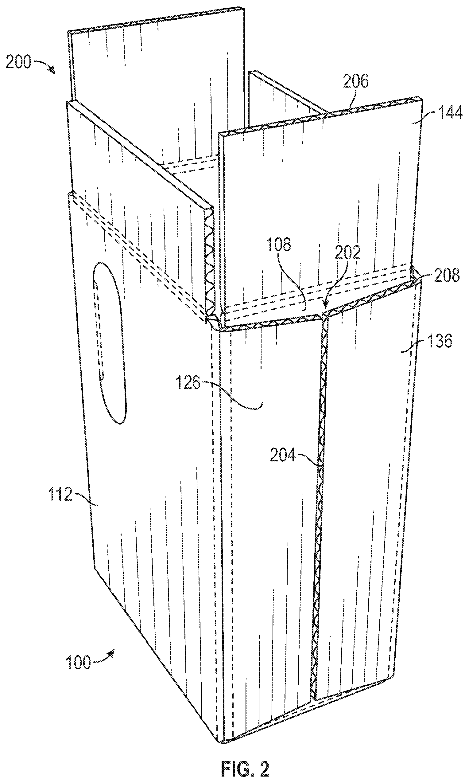 Patent US12319478 Figure 2 – Box blanks, systems, and methods