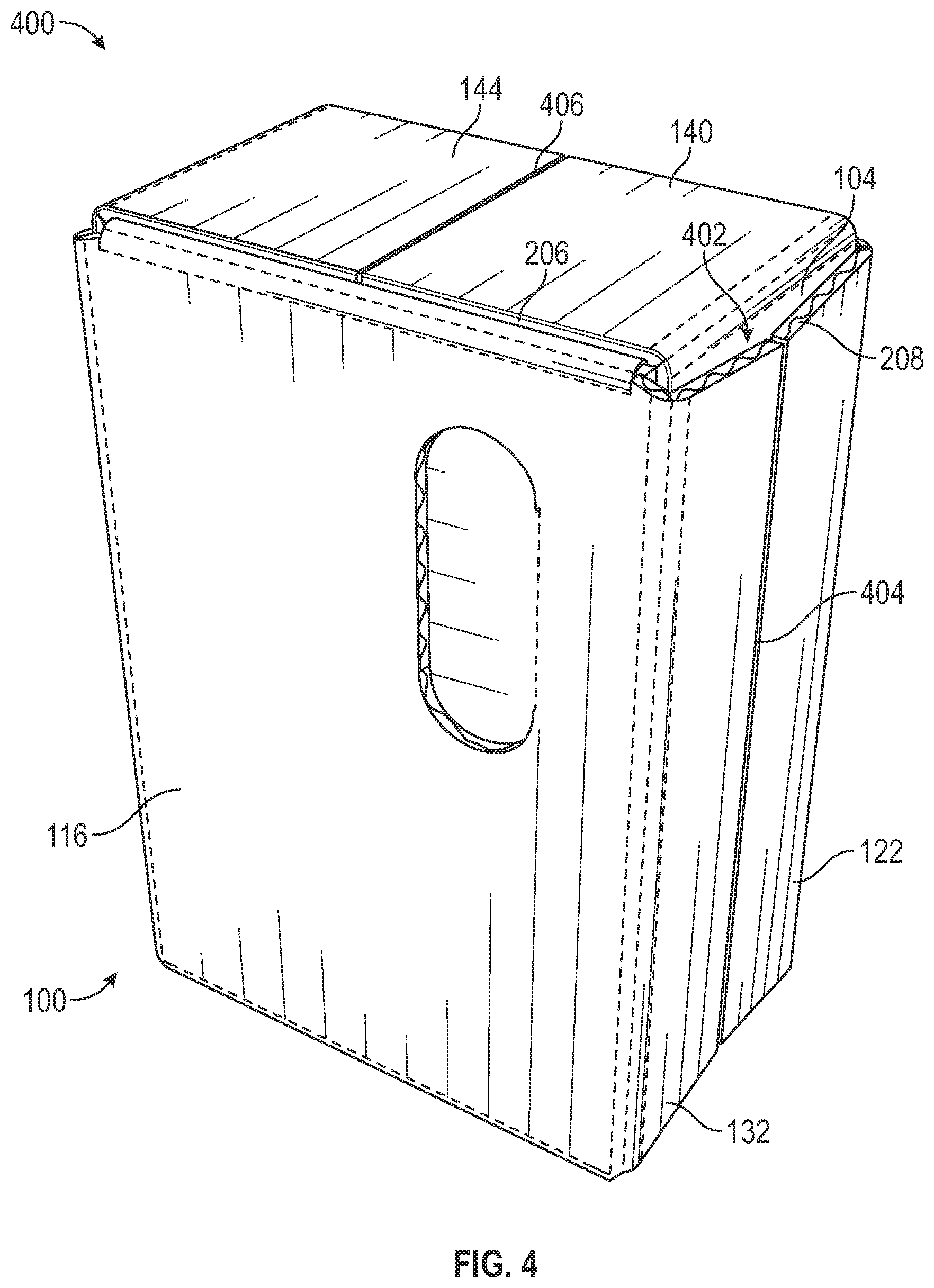 Patent US12319478 Figure 4 – Box blanks, systems, and methods