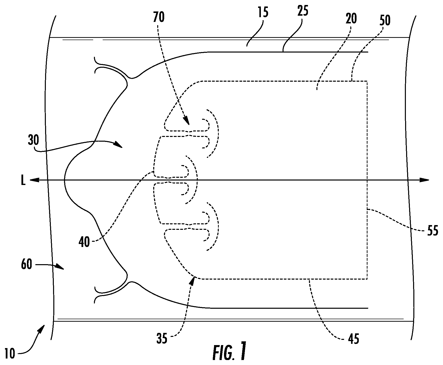 Patent US12319485 Figure 1 – Die cut opening for multi-layer flexible package