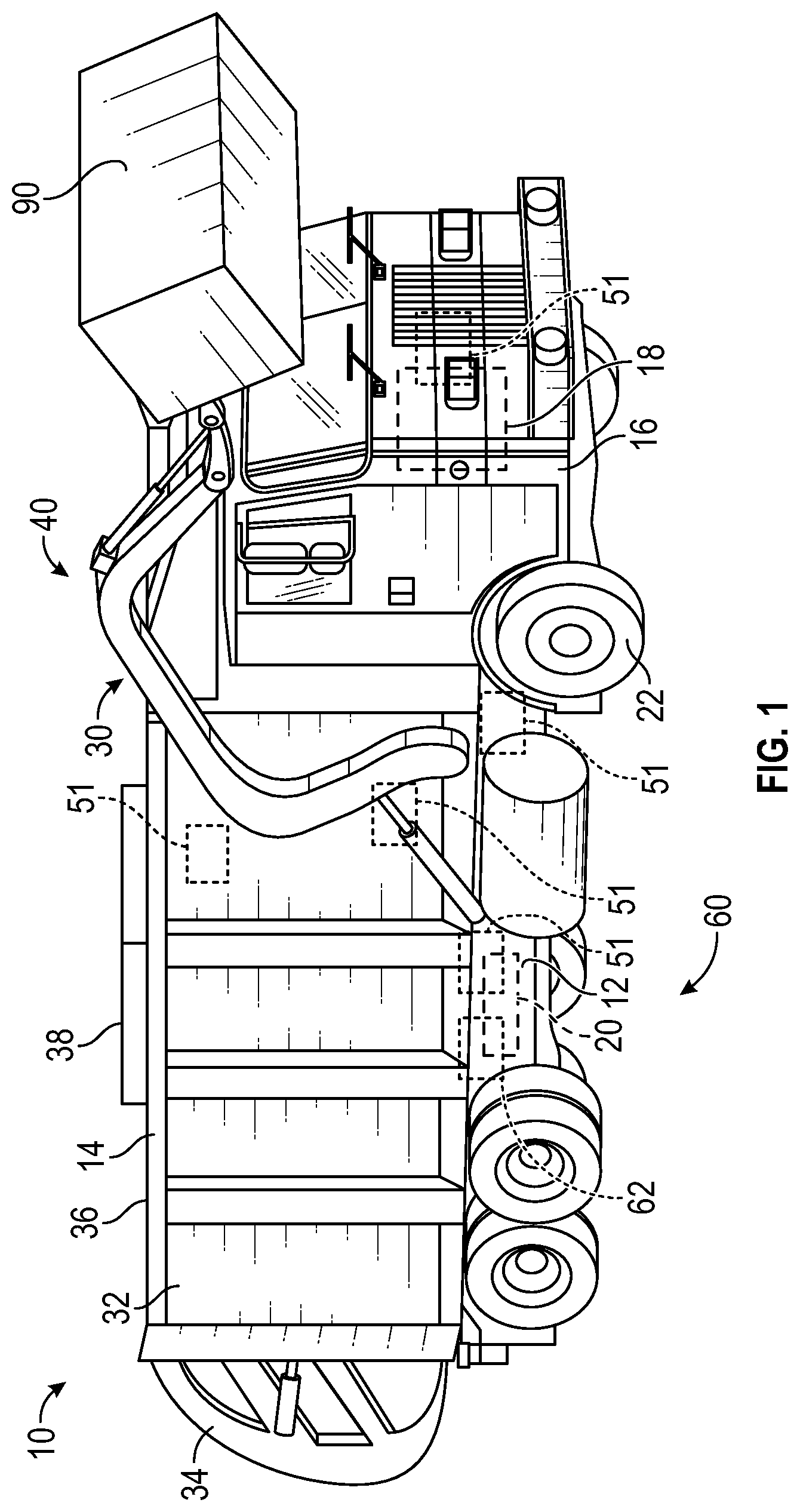 Patent US12319496 — Thermal stress mitigation system for electric refuse vehicle — Figure 1