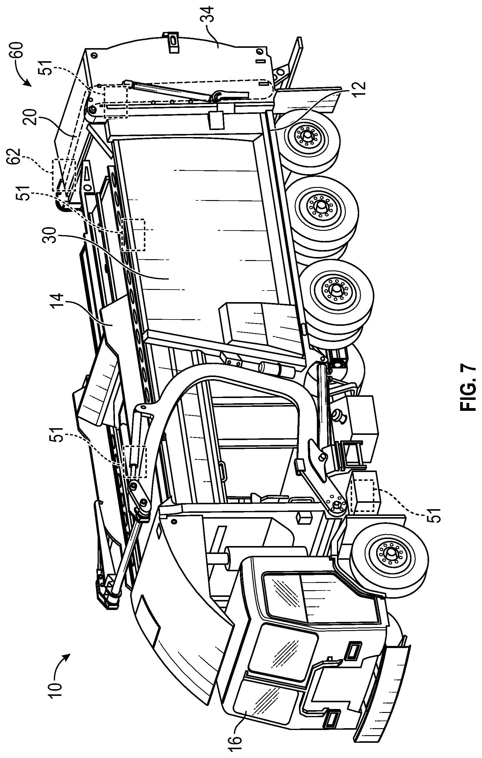 Patent US12319496 Figure 7 – Thermal stress mitigation system for electric refuse vehicle