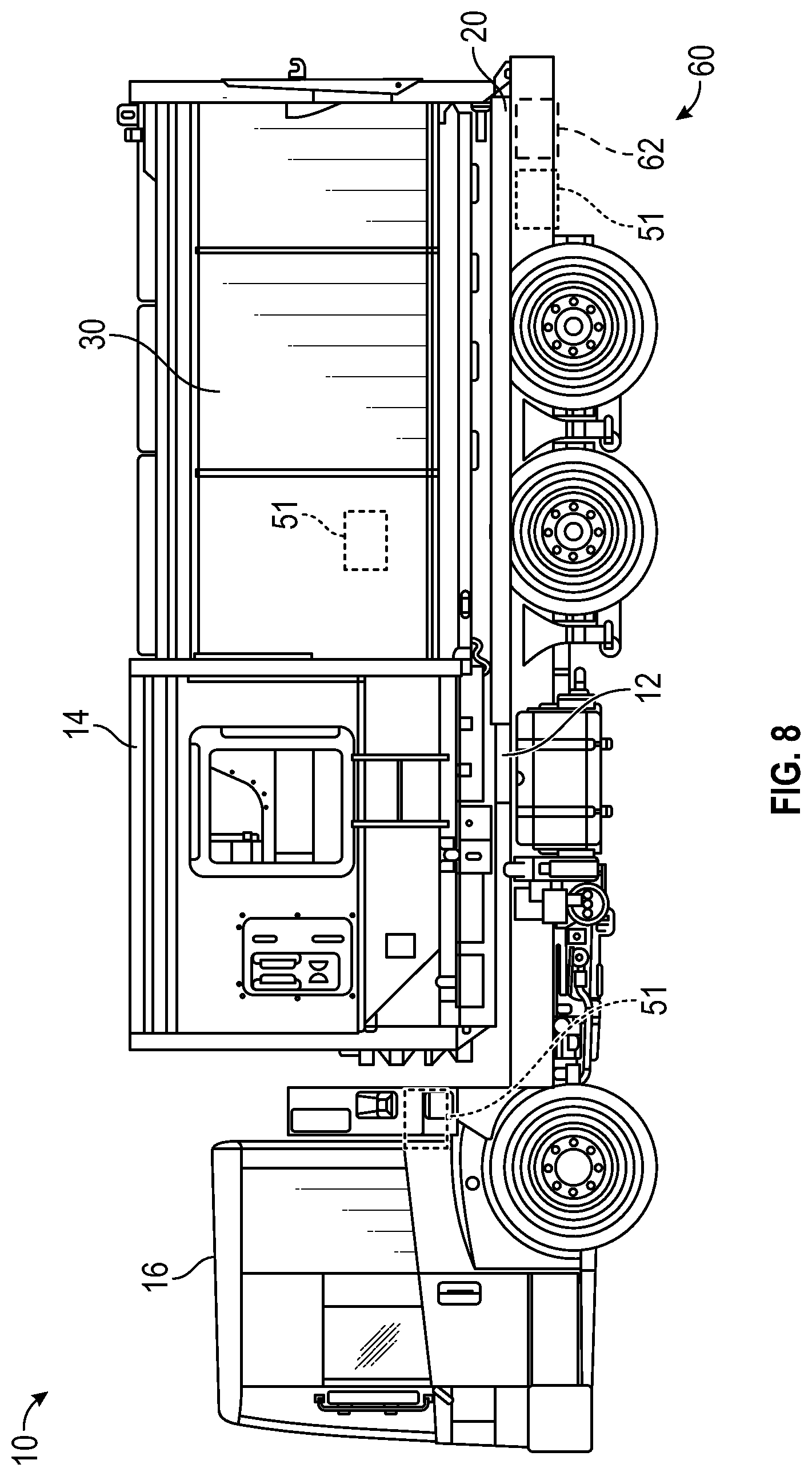 Patent US12319496 Figure 8 – Thermal stress mitigation system for electric refuse vehicle