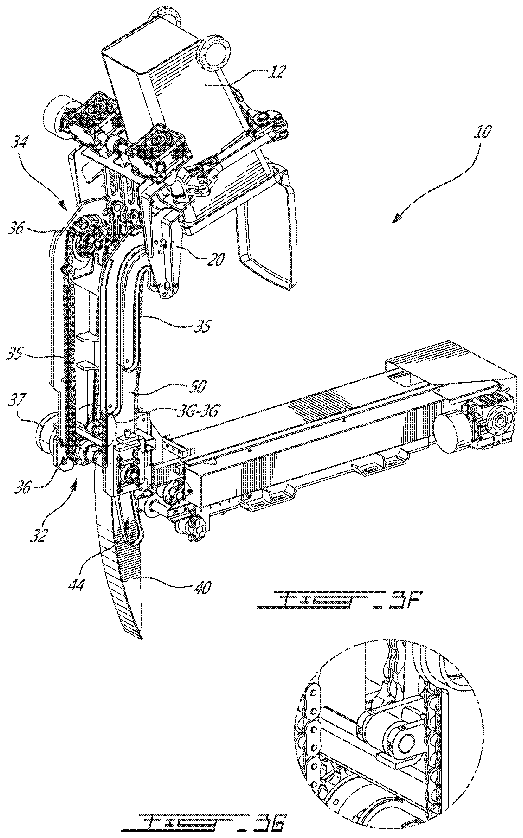 Patent US12319497 Figure 8 – Mechanical arm system for collecting garbage from a garbage container