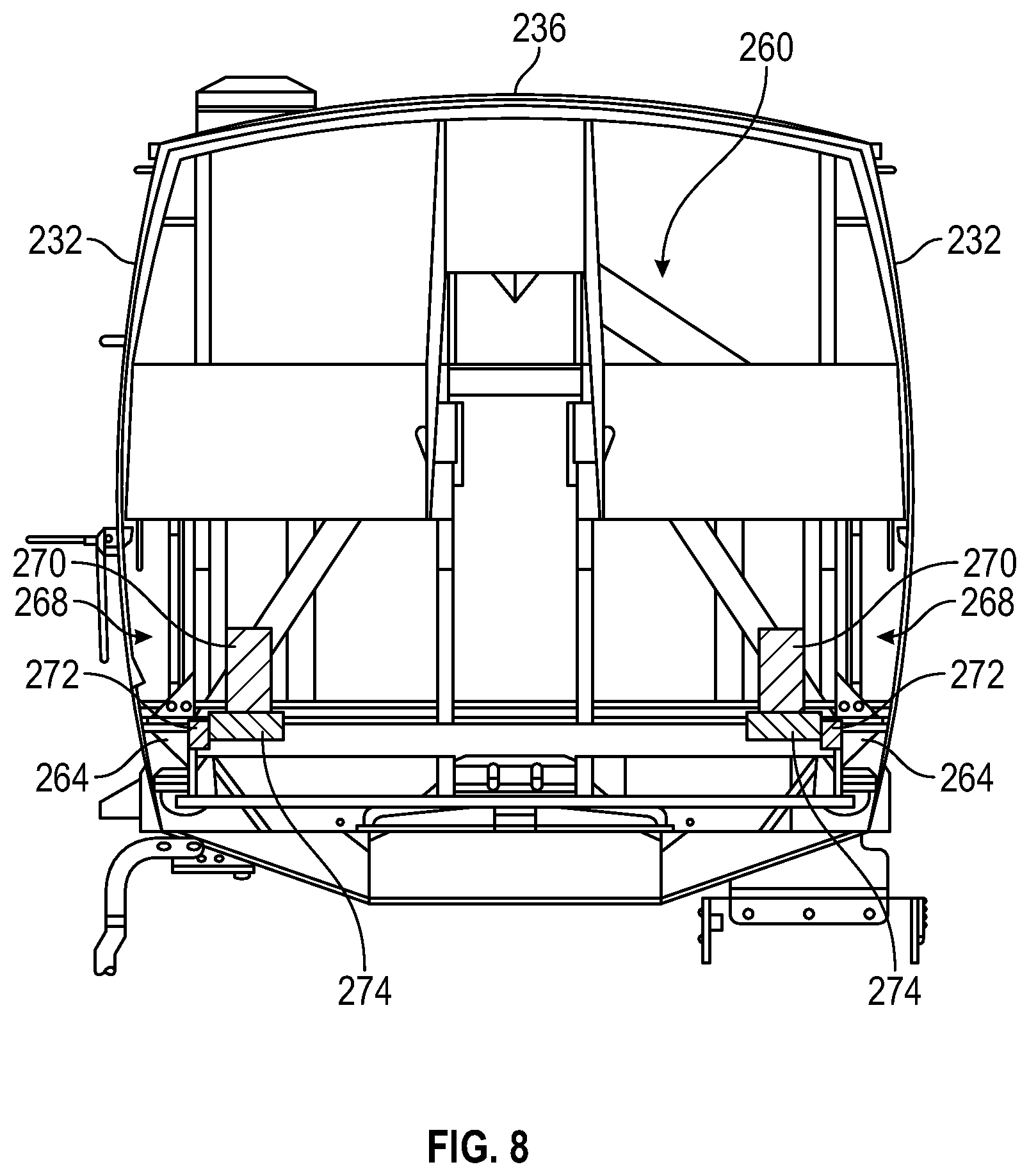 Patent US12319498 Figure 8 – Rear electric loader for electric refuse vehicle