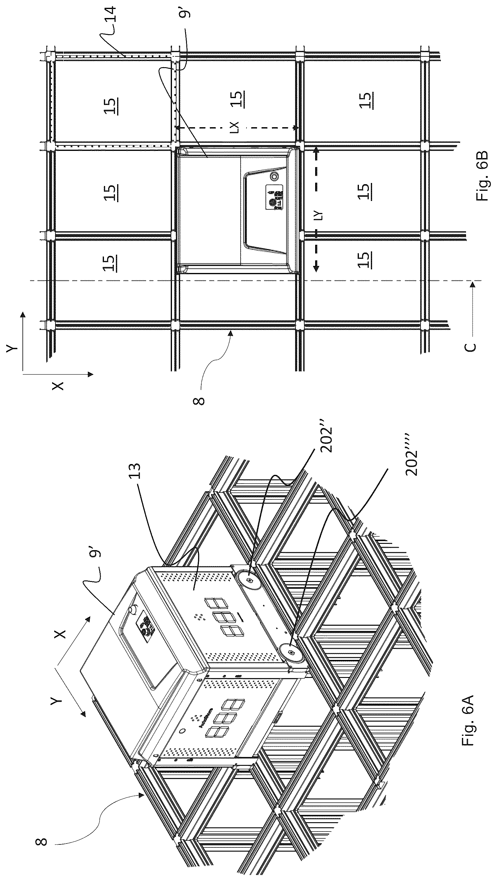 Patent US12319501 Figure 5 – Container handling vehicle with first and second sections and lifting device motor in second section