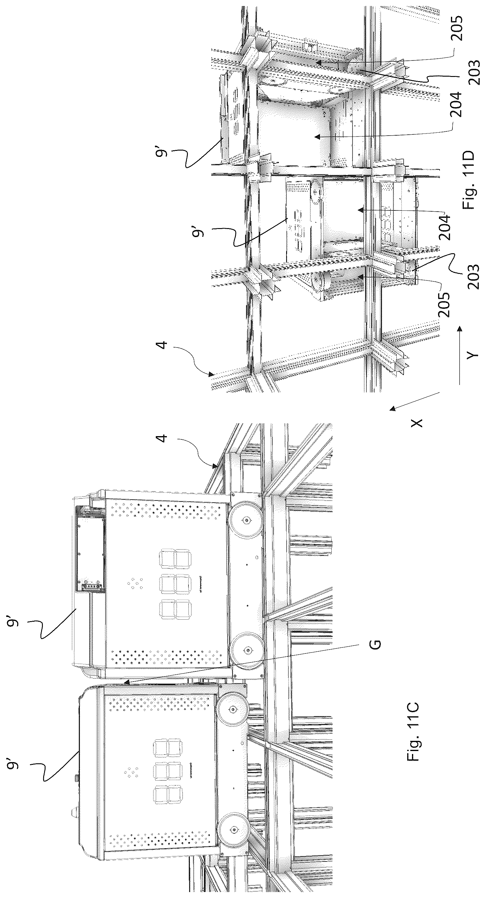 Patent US12319501 Figure 14 – Container handling vehicle with first and second sections and lifting device motor in second section