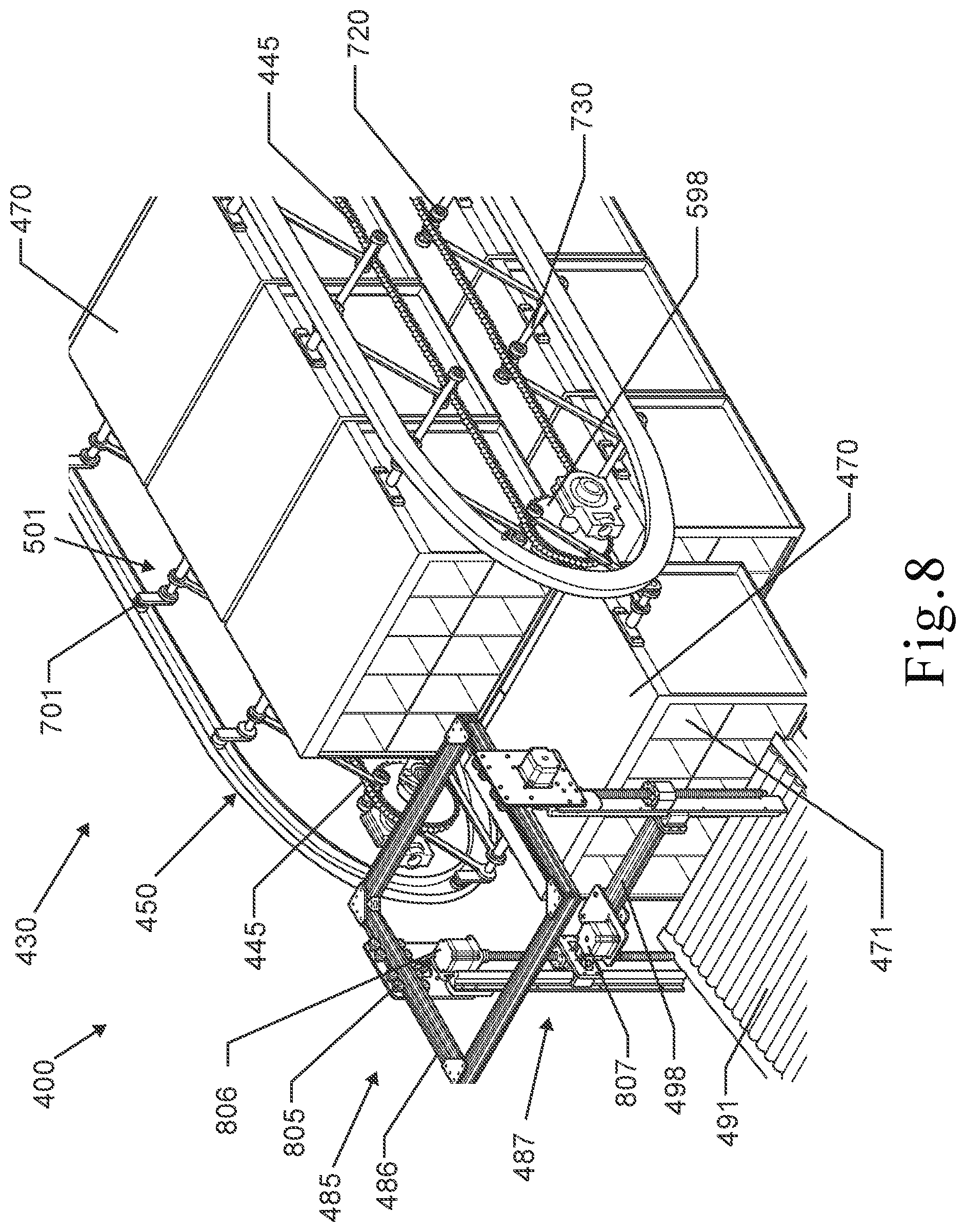Patent US12319503 Figure 8 – Automated package delivery devices, machines, and systems