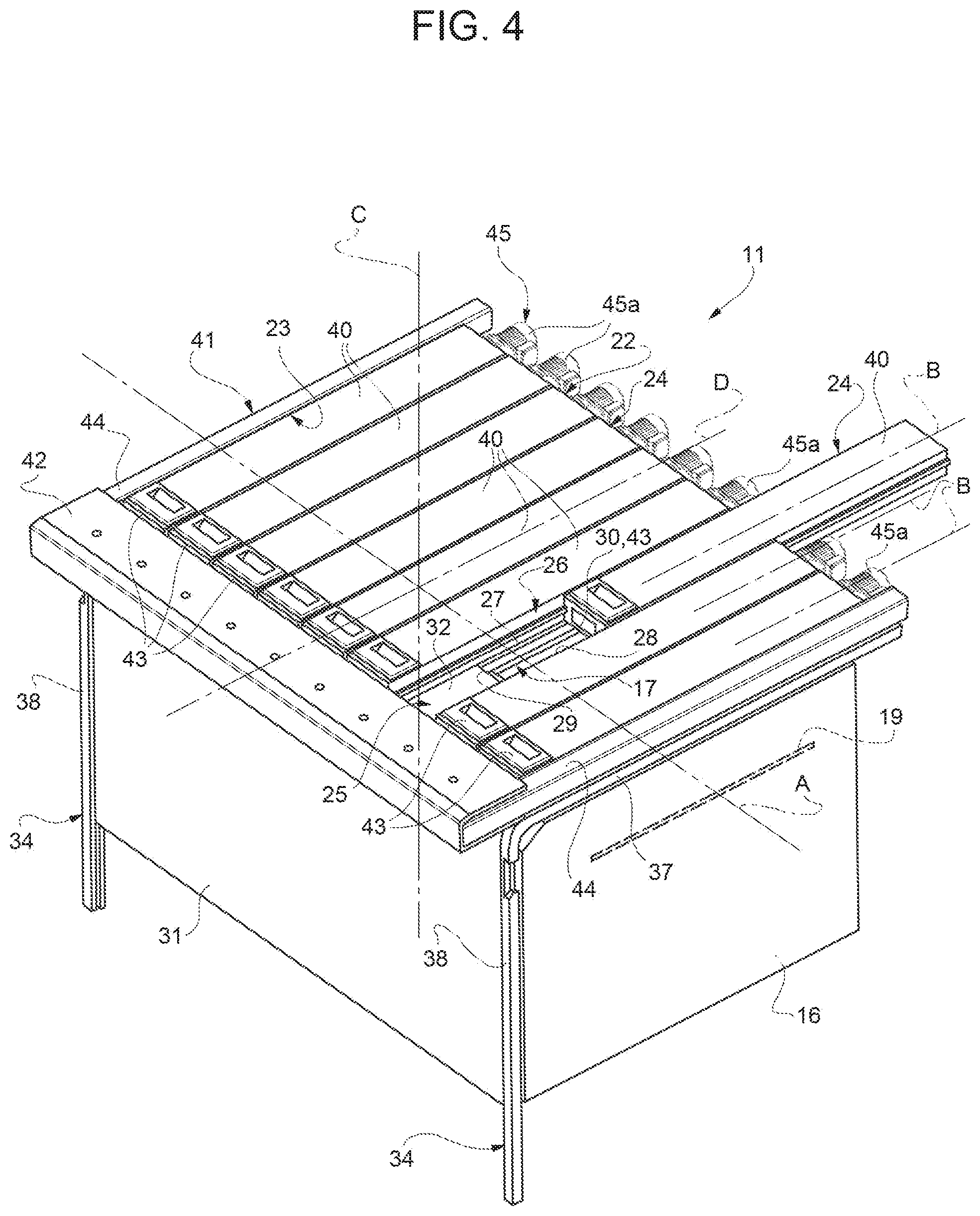 Patent US12319505 Figure 4 – Selective access device for a picking/deposit station in a warehouse, and picking/deposit station provided with such selective access device