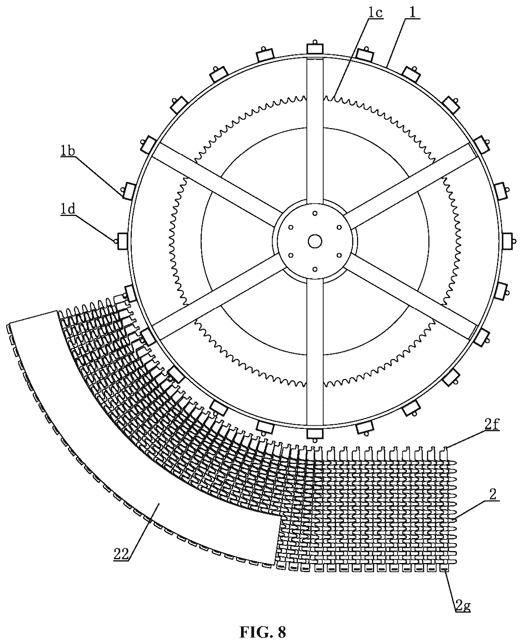 Patent US12319508 Figure 8 – Spiral conveyor
