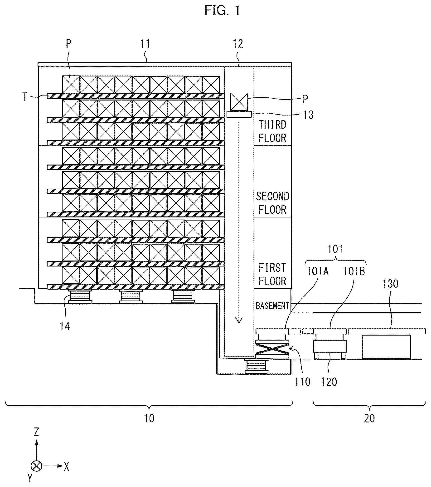 Patent US12319512 Figure 1 – Transfer system
