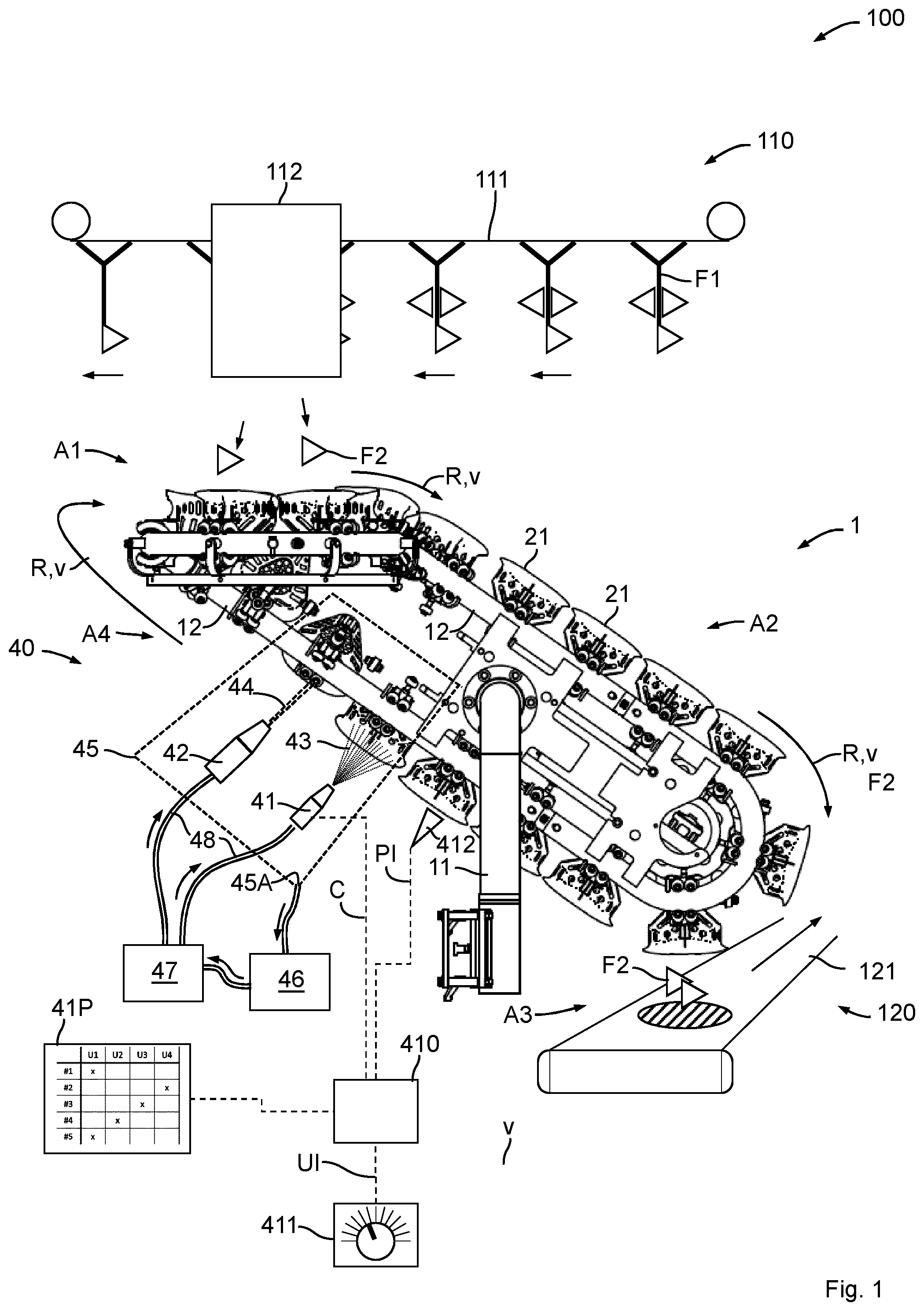 Patent US12319514 Figure 1 – Conveyor device
