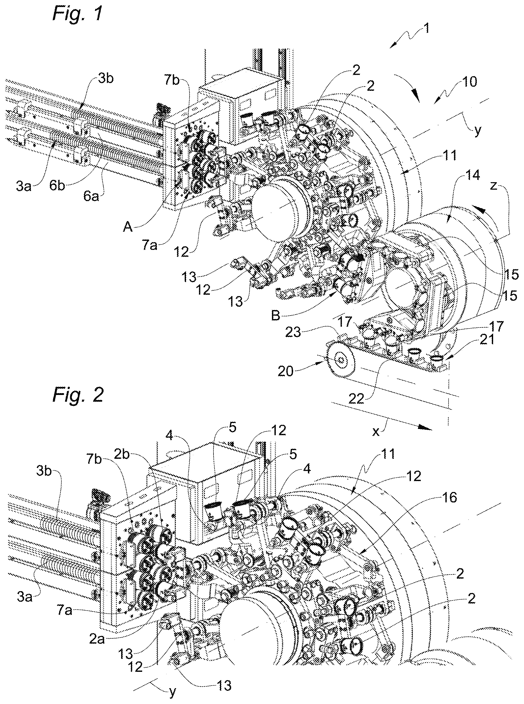Patent US12319520 Figure 1 – Singling unit for articles stacked in a nested configuration