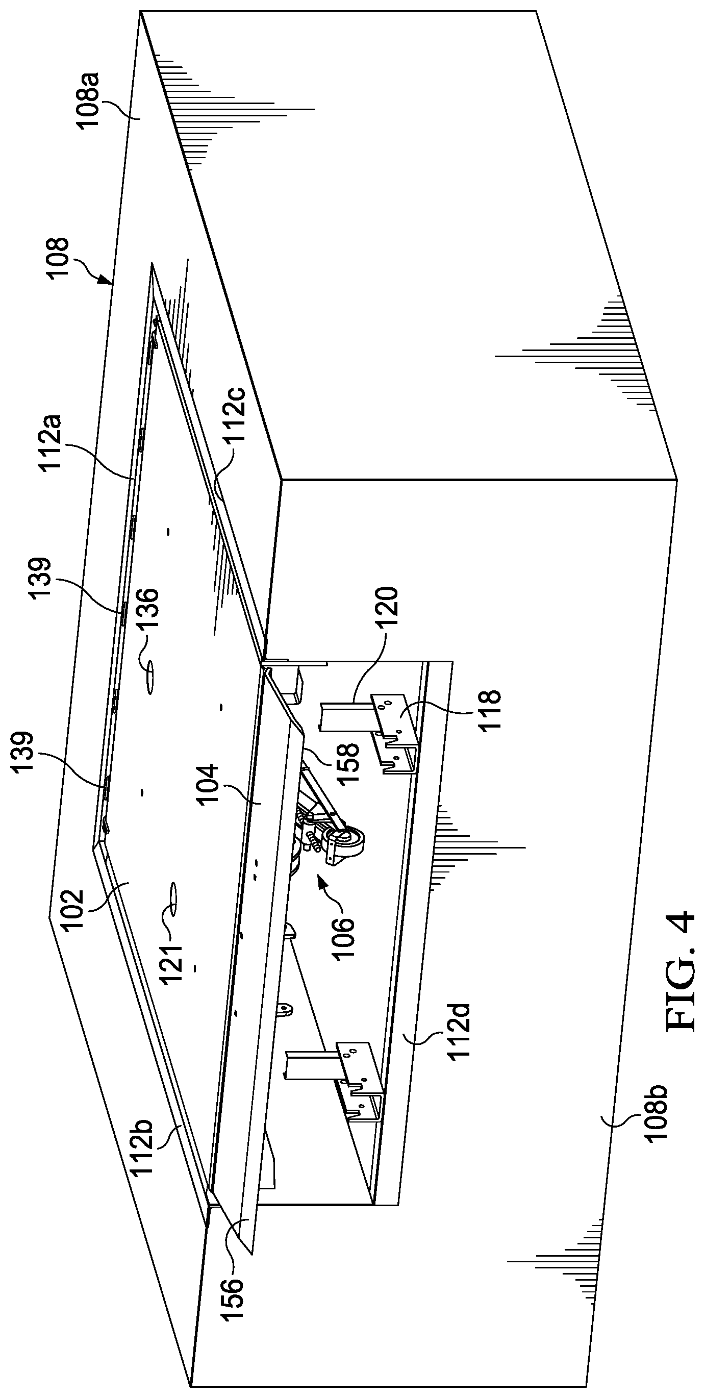 Patent US12319523 Figure 4 – Dock leveler with lip hinge