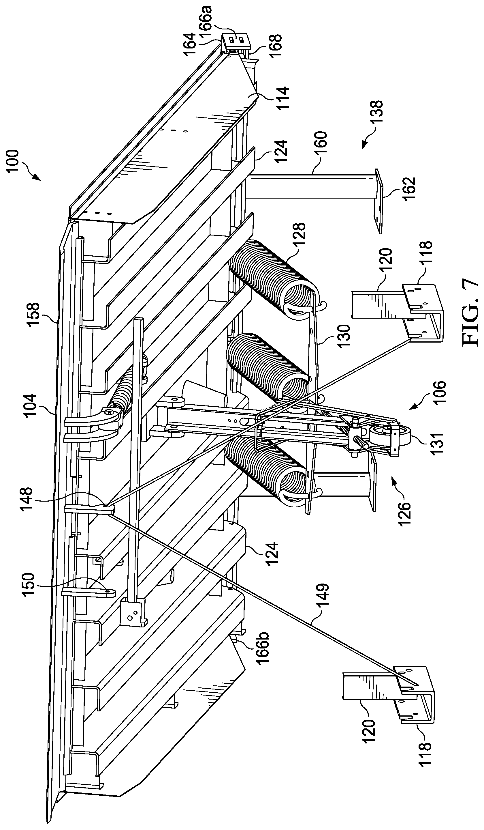 Patent US12319523 Figure 7 – Dock leveler with lip hinge