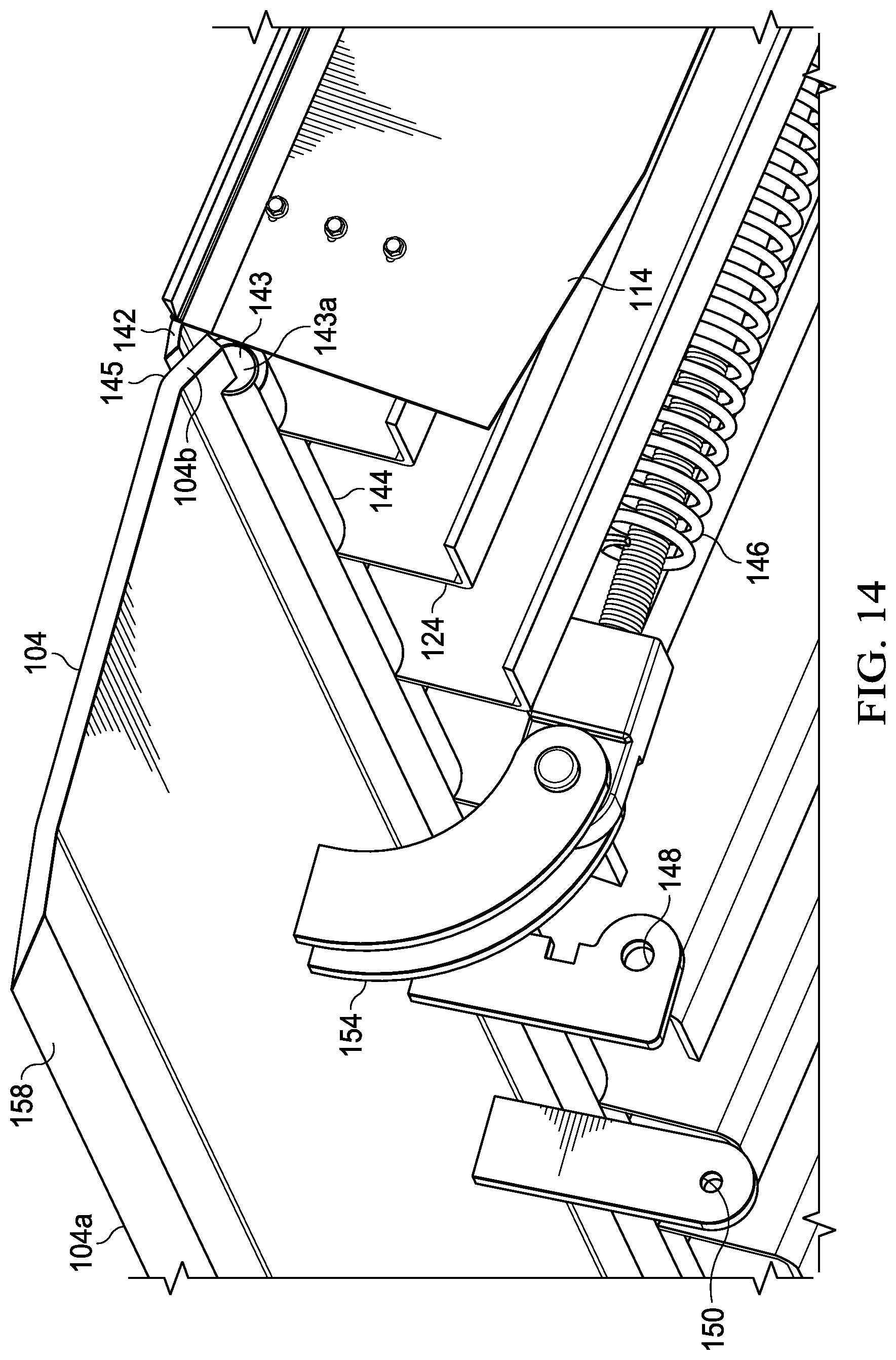 Patent US12319523 Figure 13 – Dock leveler with lip hinge
