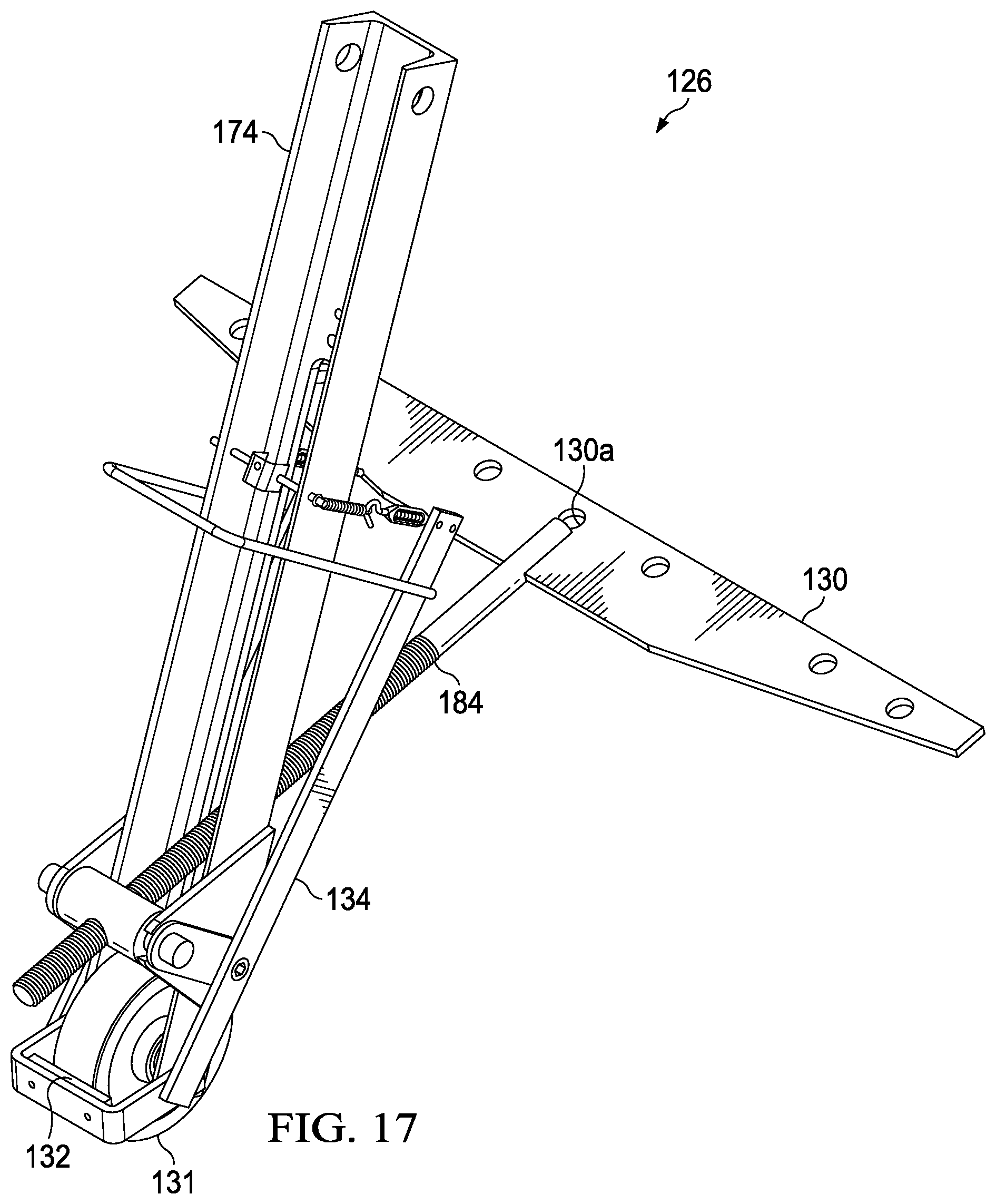 Patent US12319523 Figure 16 – Dock leveler with lip hinge