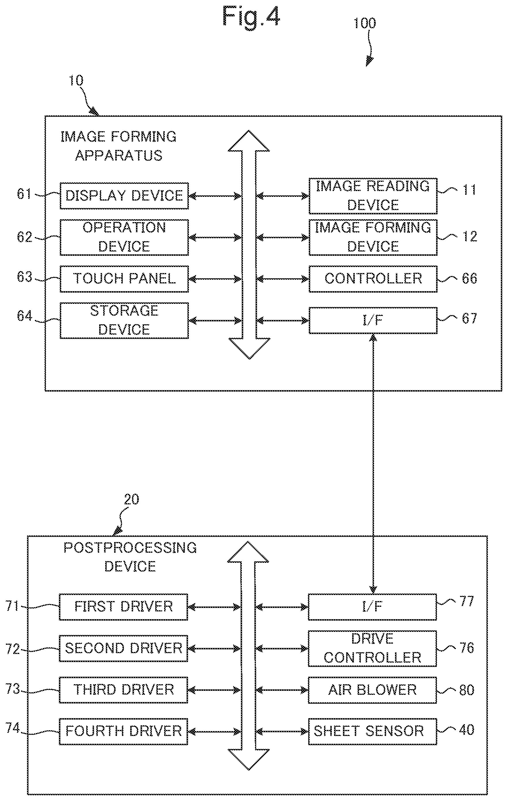 Patent US12319528 Figure 5 – Post-processing device that controls timing that air blower forms air layer between upper face of first recording sheet and lower face of second recording sheet, and image forming system