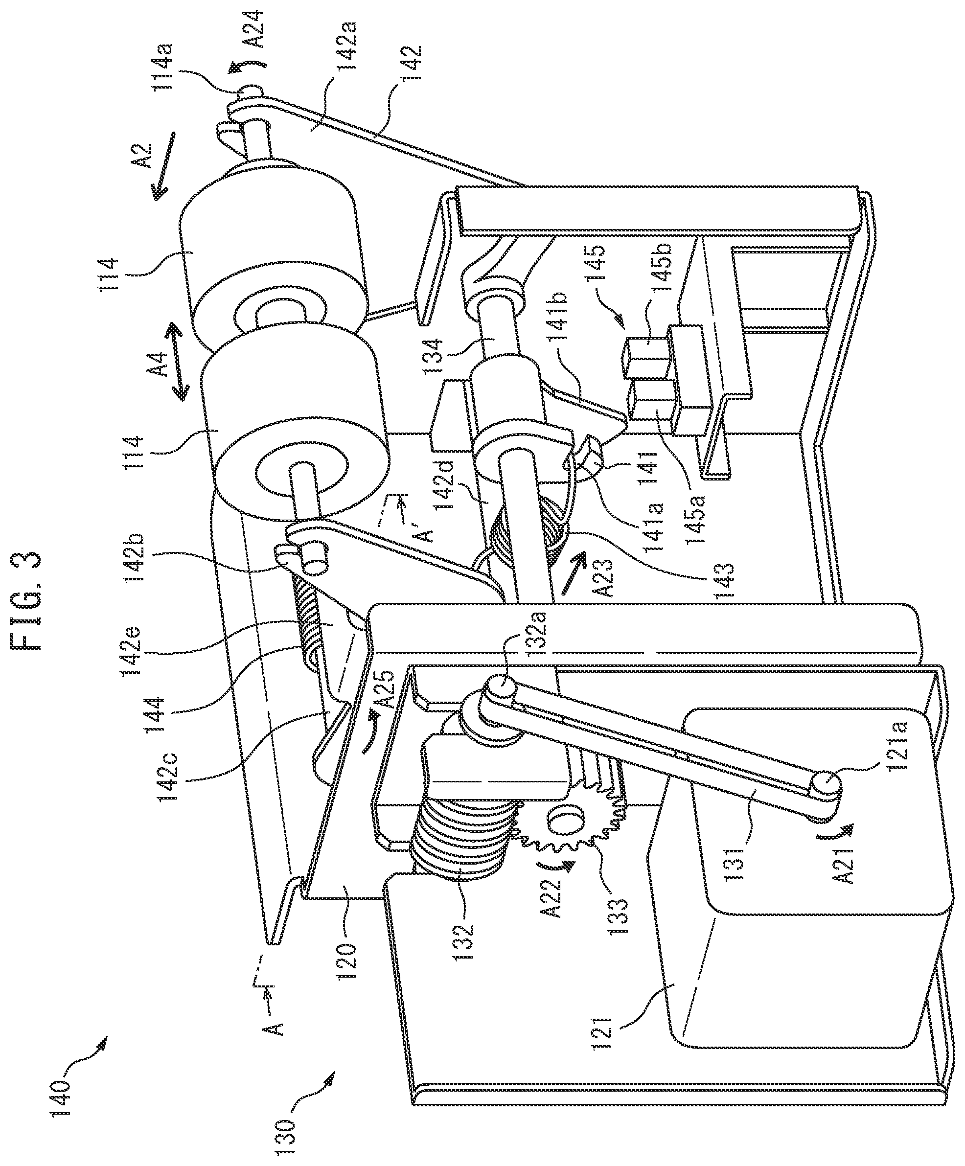 Patent US12319529 Figure 3 – Medium conveying apparatus to keep separation roller pressed toward feed roller