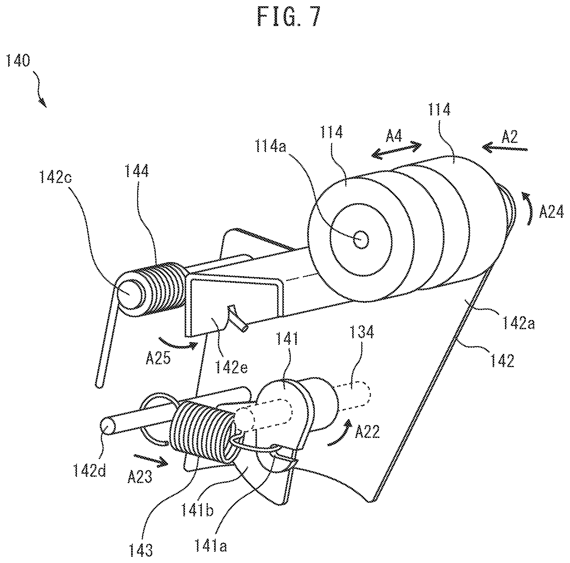 Patent US12319529 Figure 7 – Medium conveying apparatus to keep separation roller pressed toward feed roller