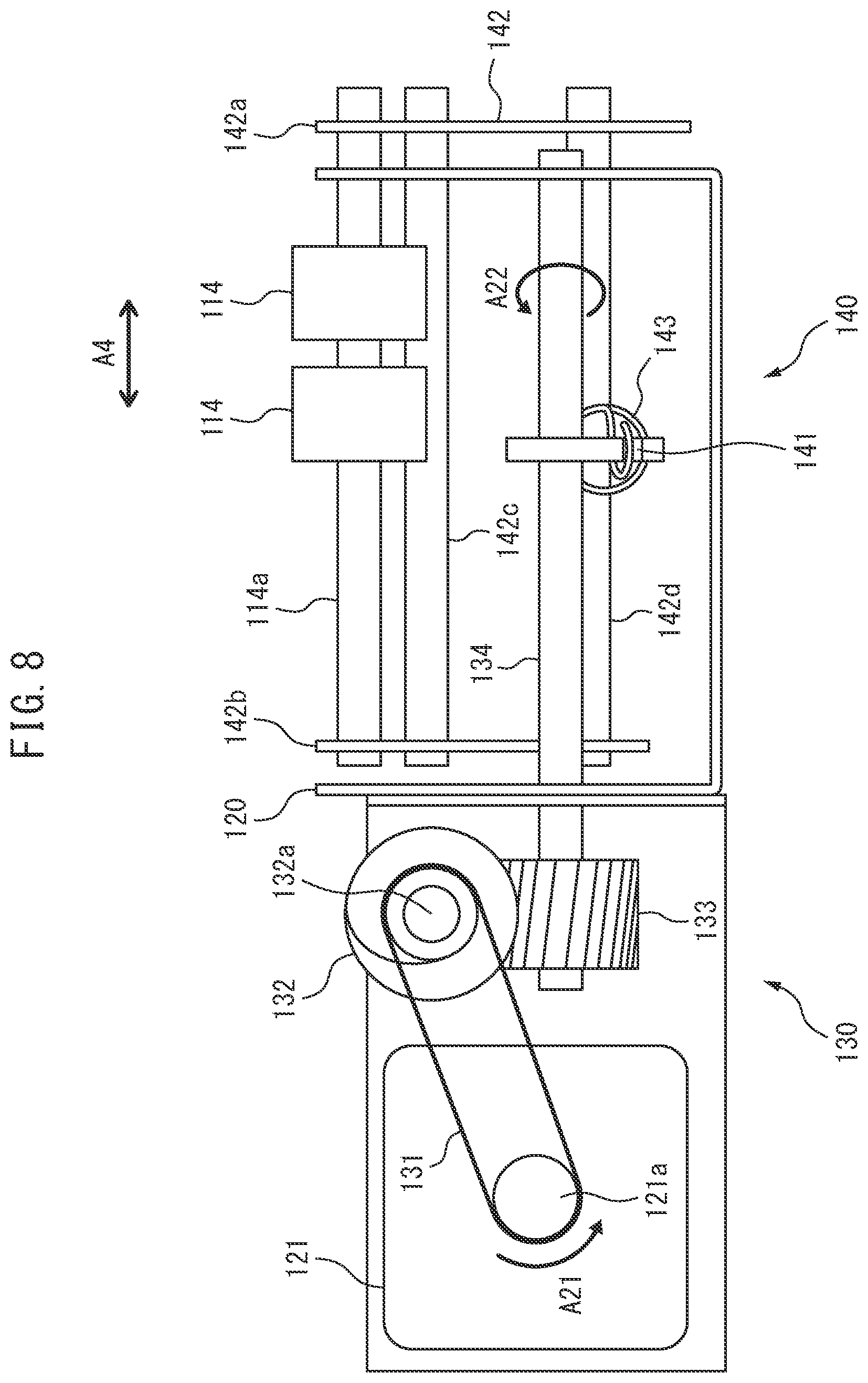 Patent US12319529 Figure 8 – Medium conveying apparatus to keep separation roller pressed toward feed roller