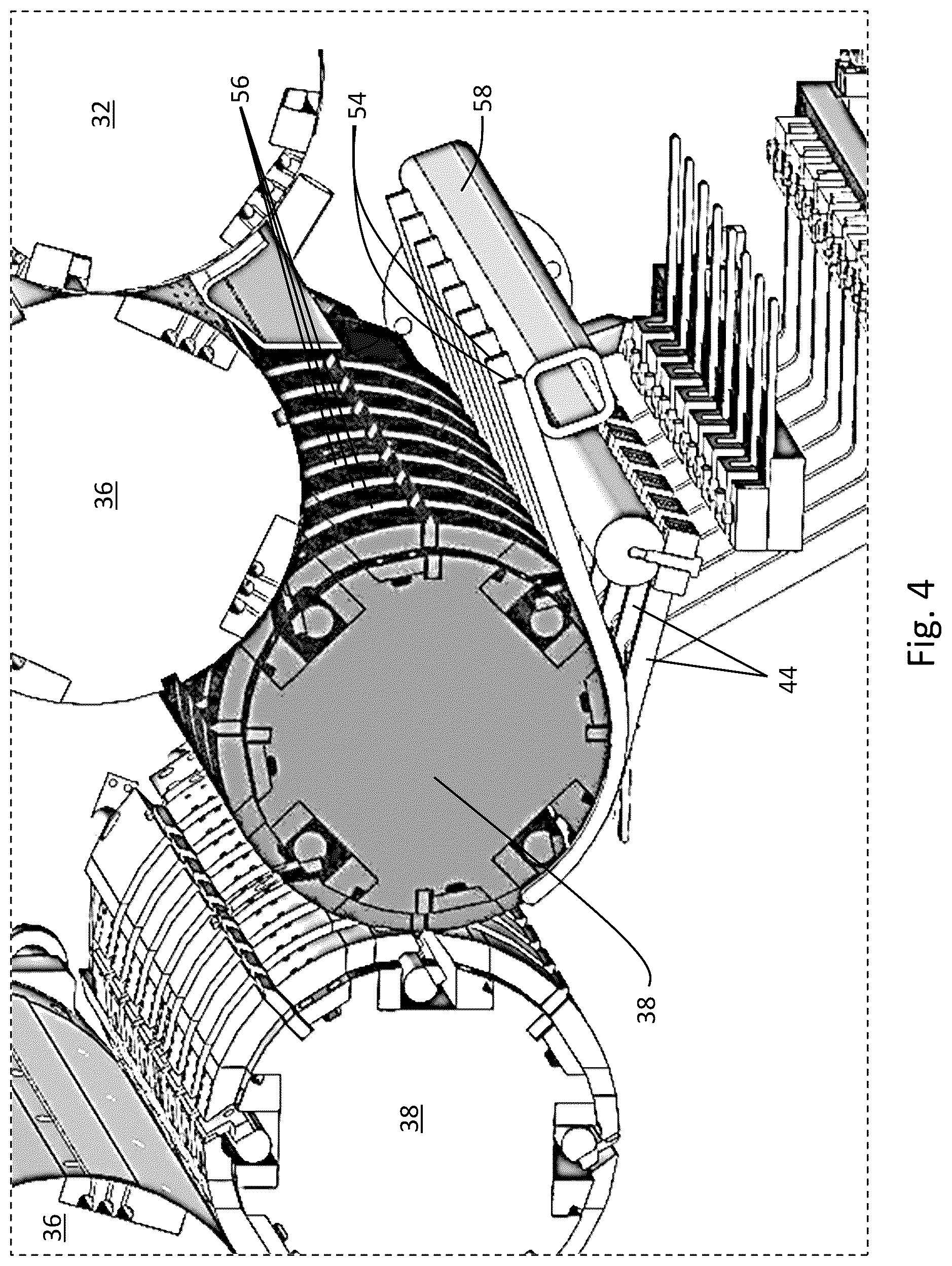Patent US12319533 Figure 4 – Fluid delivery system for interfolding apparatus