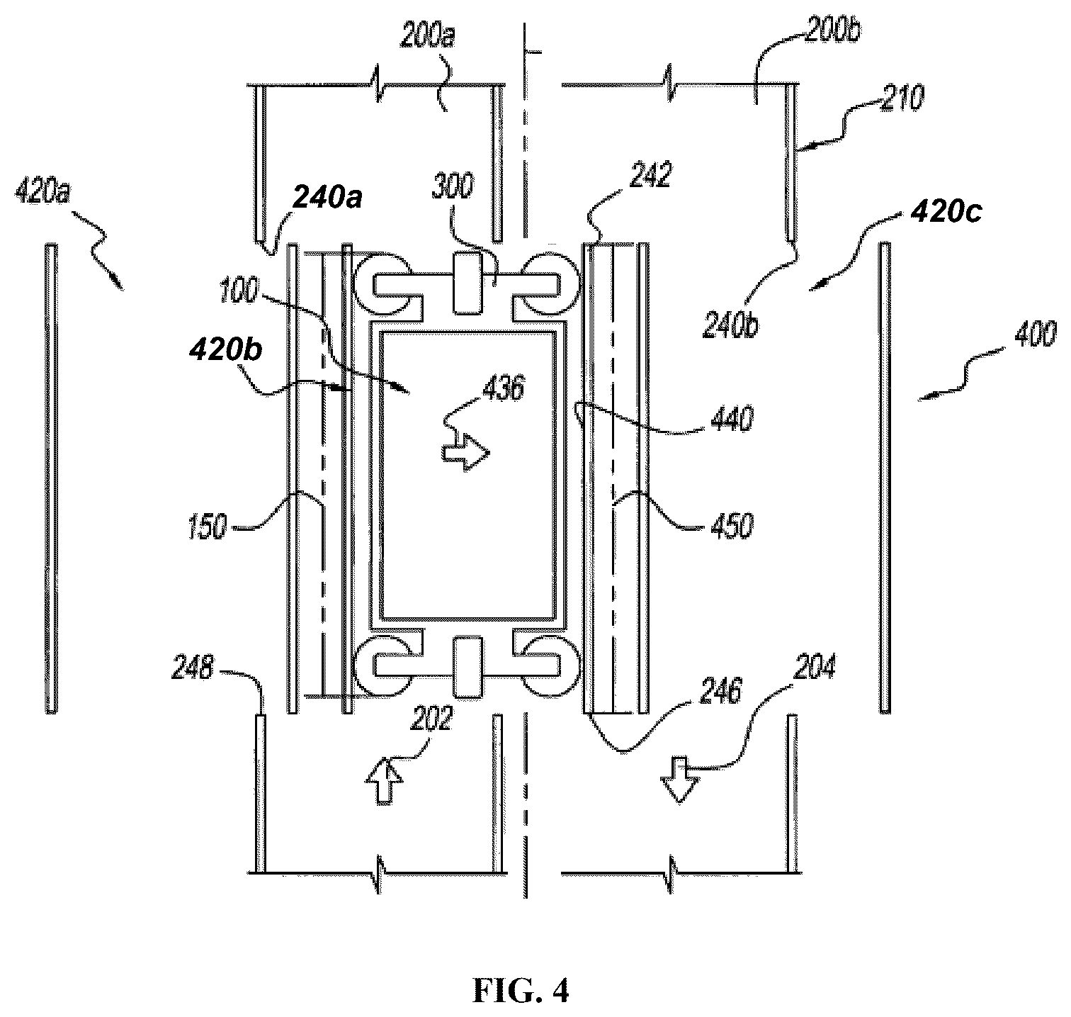 Patent US12319542 Figure 4 – Dynamic tractive drive for vertical transportation system