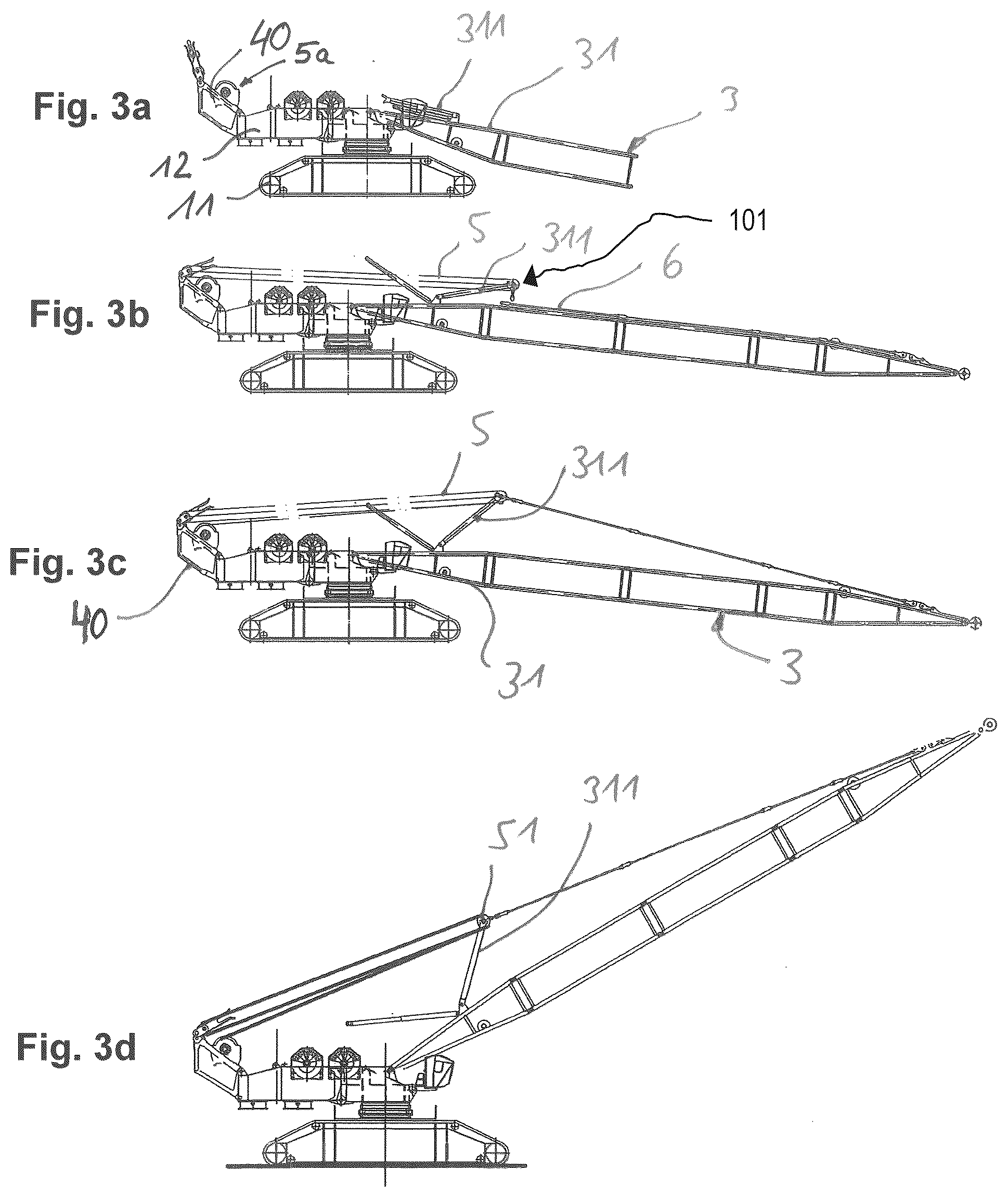 Patent US12319547 Figure 2 – Crane having a counter-boom and method for erecting the counter-boom