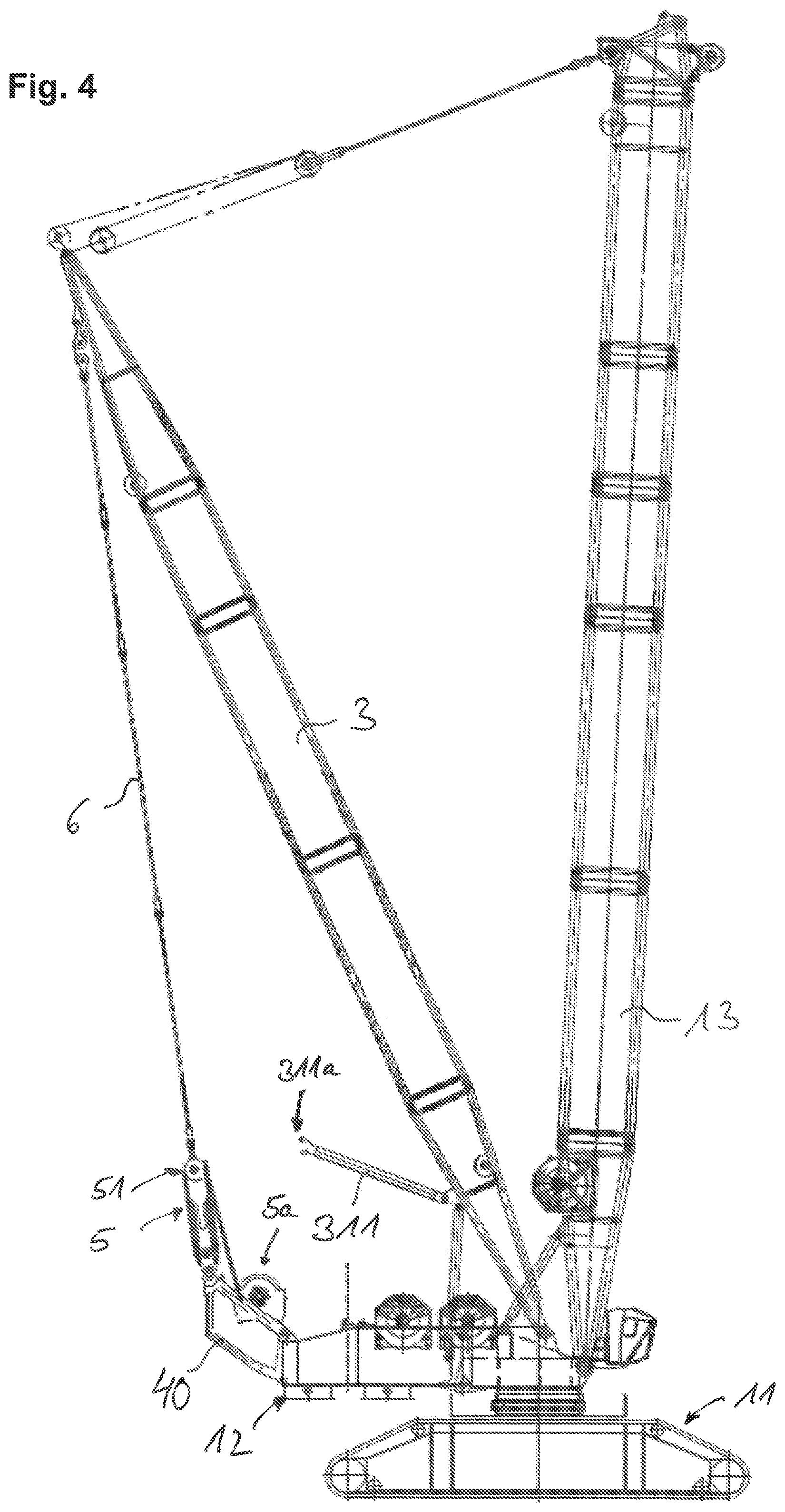 Patent US12319547 Figure 5 – Crane having a counter-boom and method for erecting the counter-boom
