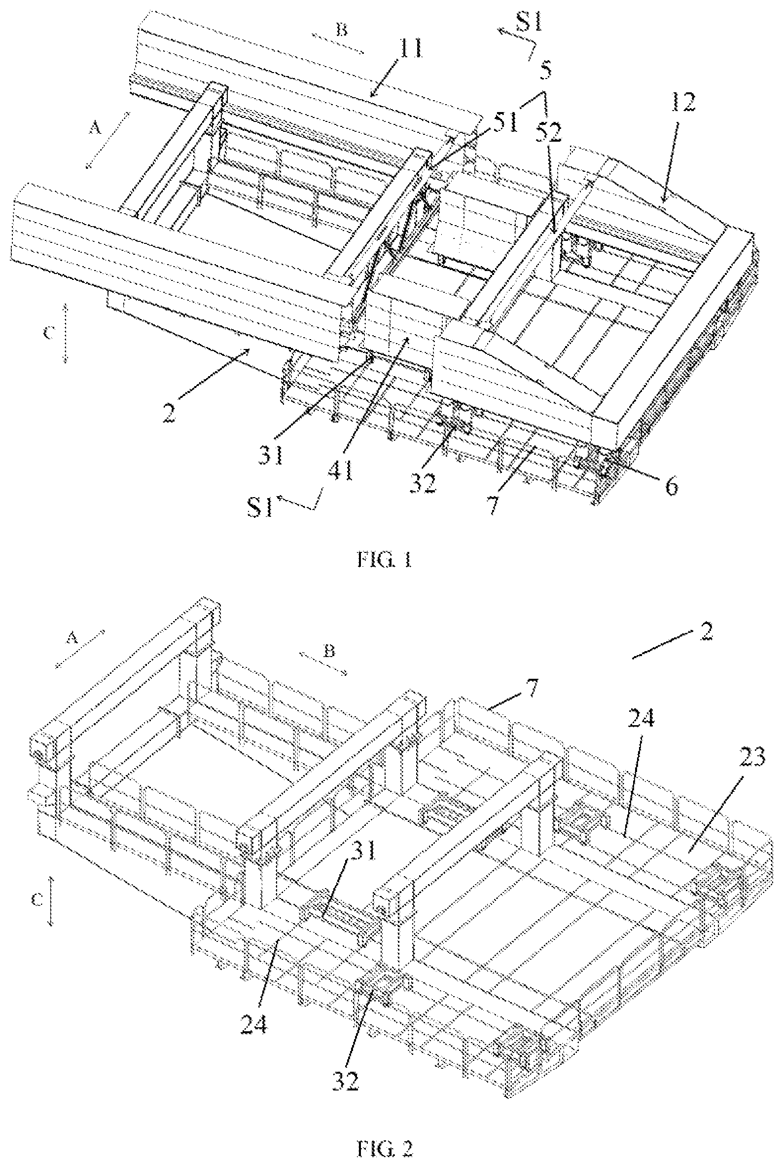 Patent US12319548 — Boom extension device for dockside container crane, and extension method for same — Figure 1