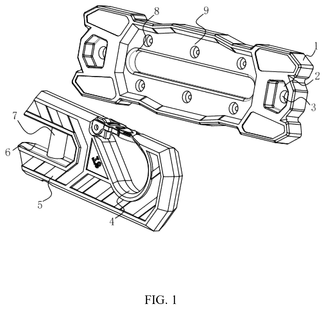 Patent US12319549 Figure 1 – Multifunctional stable winch hook guide rail system