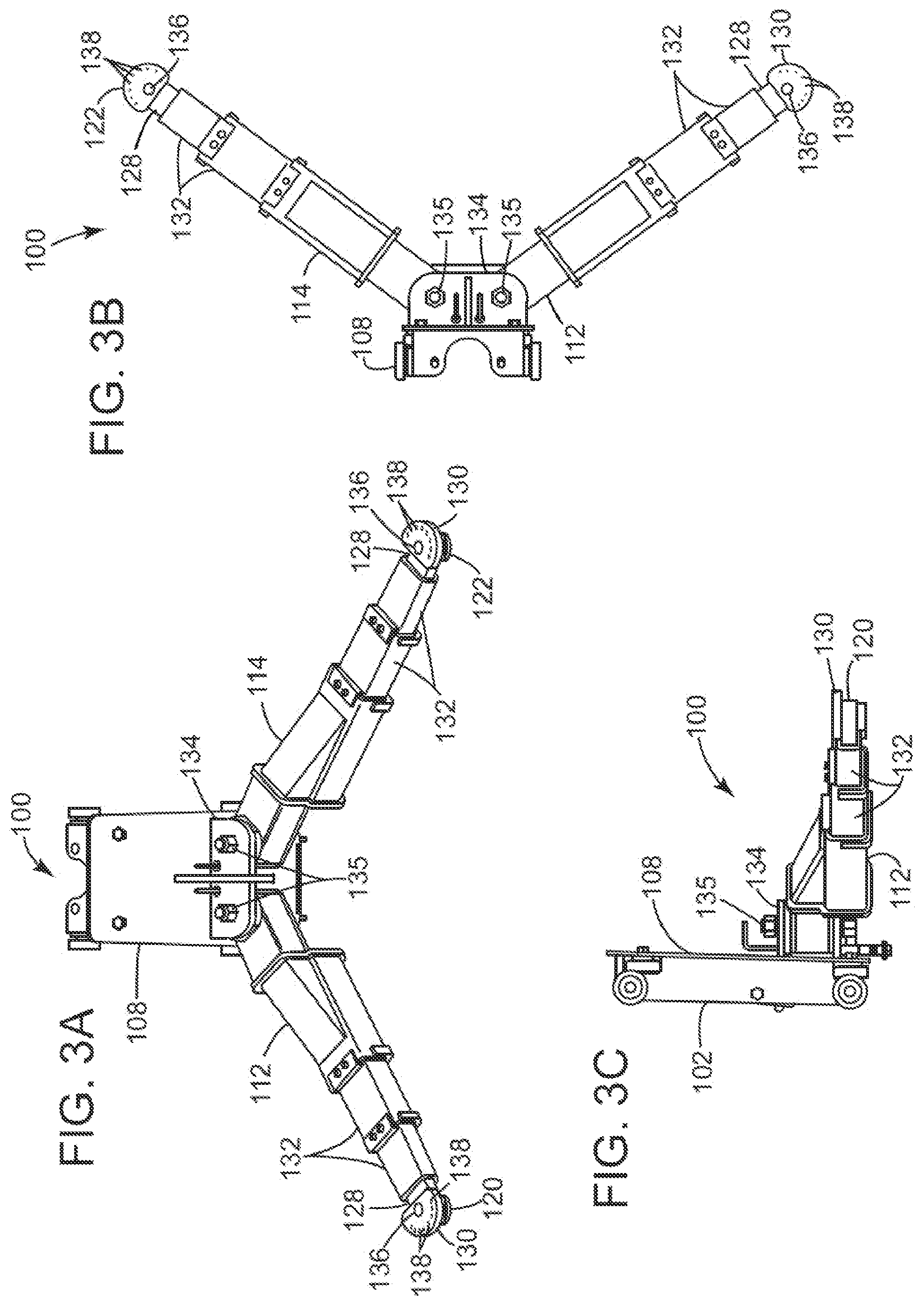 Patent US12319552 Figure 3 – Two-post vehicle lift and adapter system for material handling vehicles