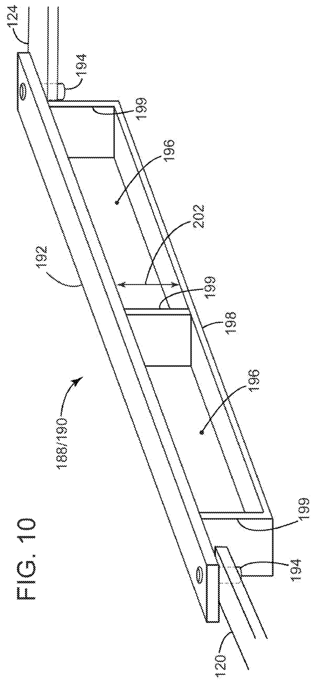 Patent US12319552 Figure 10 – Two-post vehicle lift and adapter system for material handling vehicles