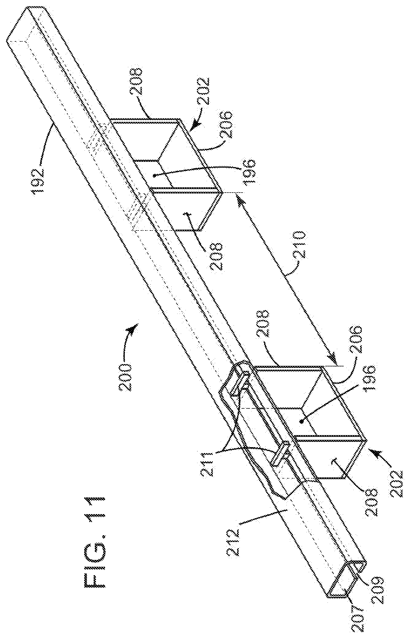 Patent US12319552 Figure 11 – Two-post vehicle lift and adapter system for material handling vehicles