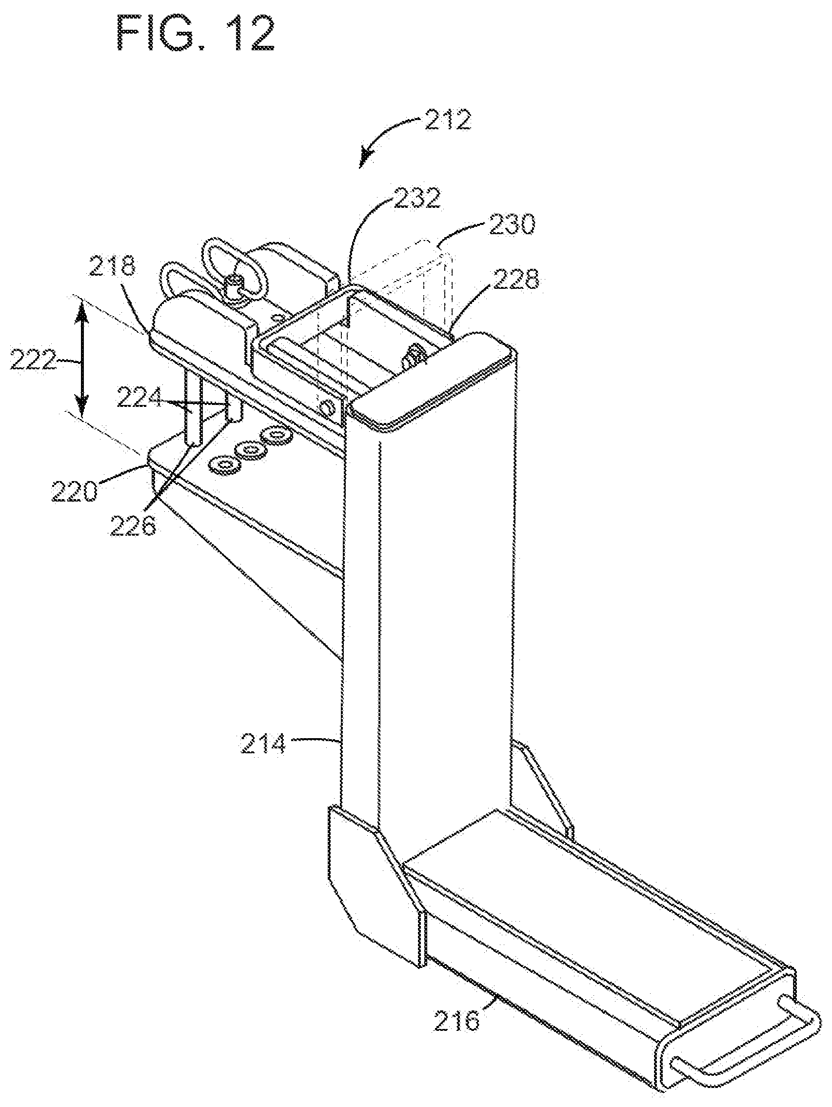 Patent US12319552 Figure 12 – Two-post vehicle lift and adapter system for material handling vehicles