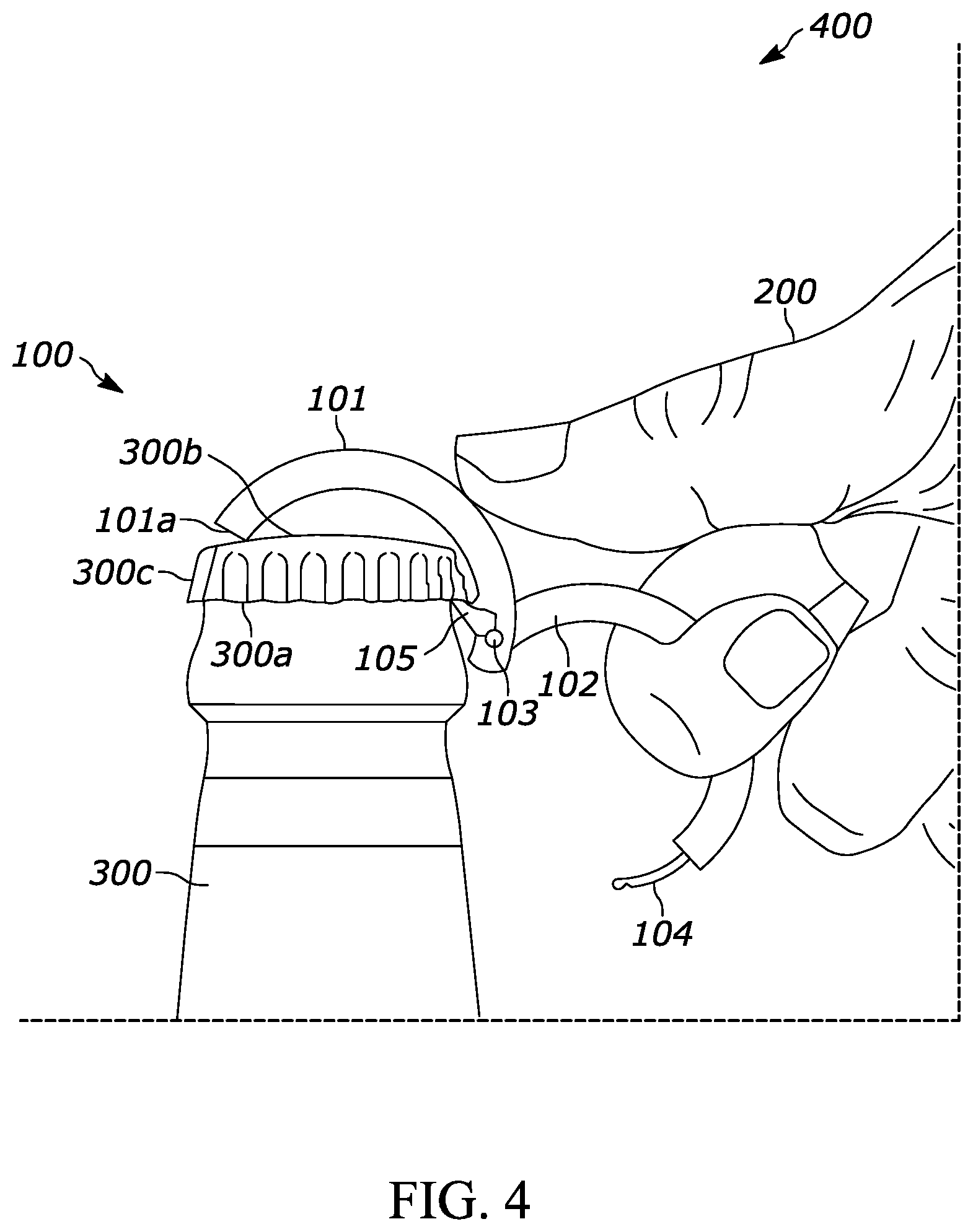 Patent US12319554 Figure 4 – Dual-purpose crown cap-removing and jewelry device