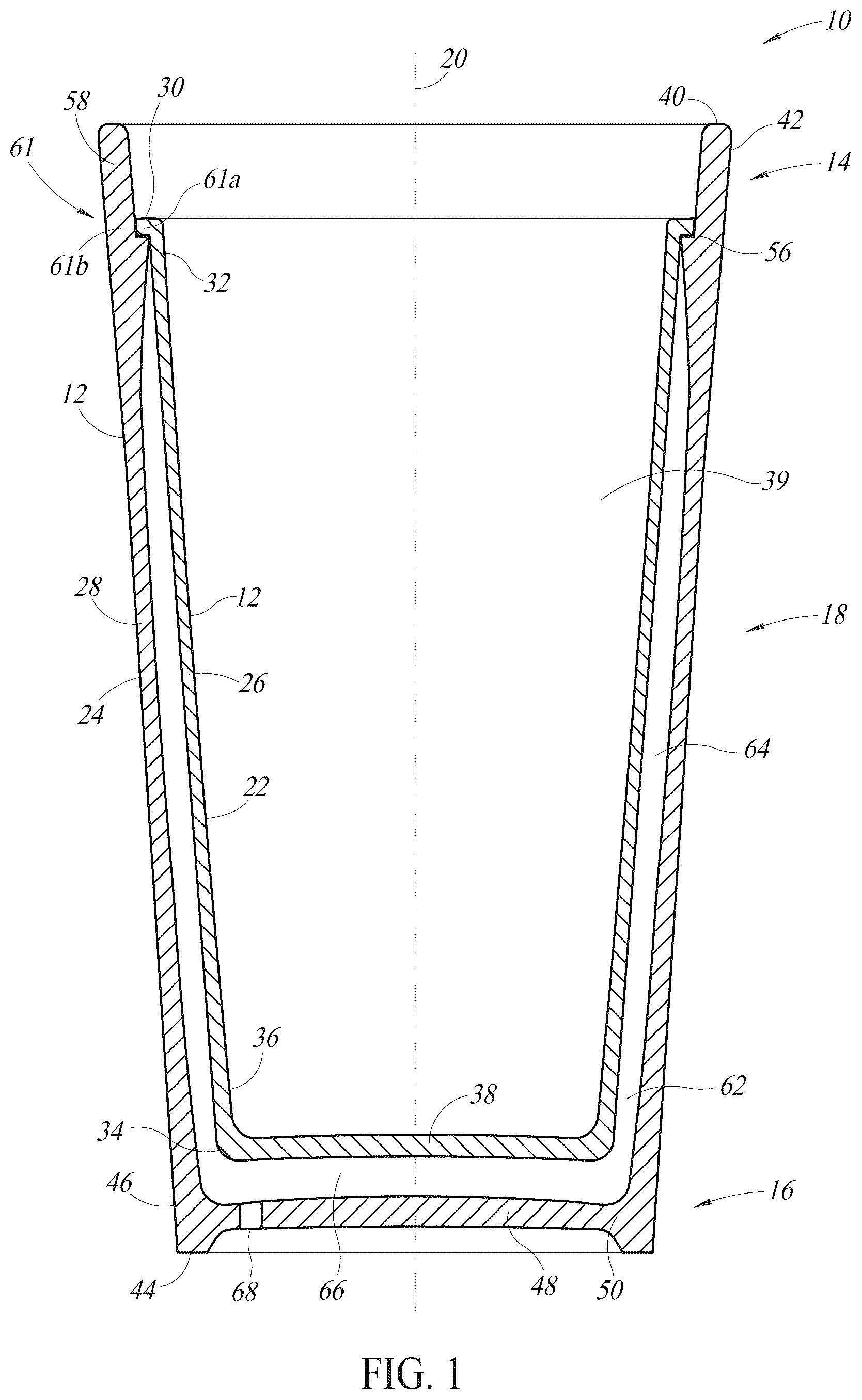 Patent US12319620 Figure 1 – Double-walled beverage container and method of forming the same