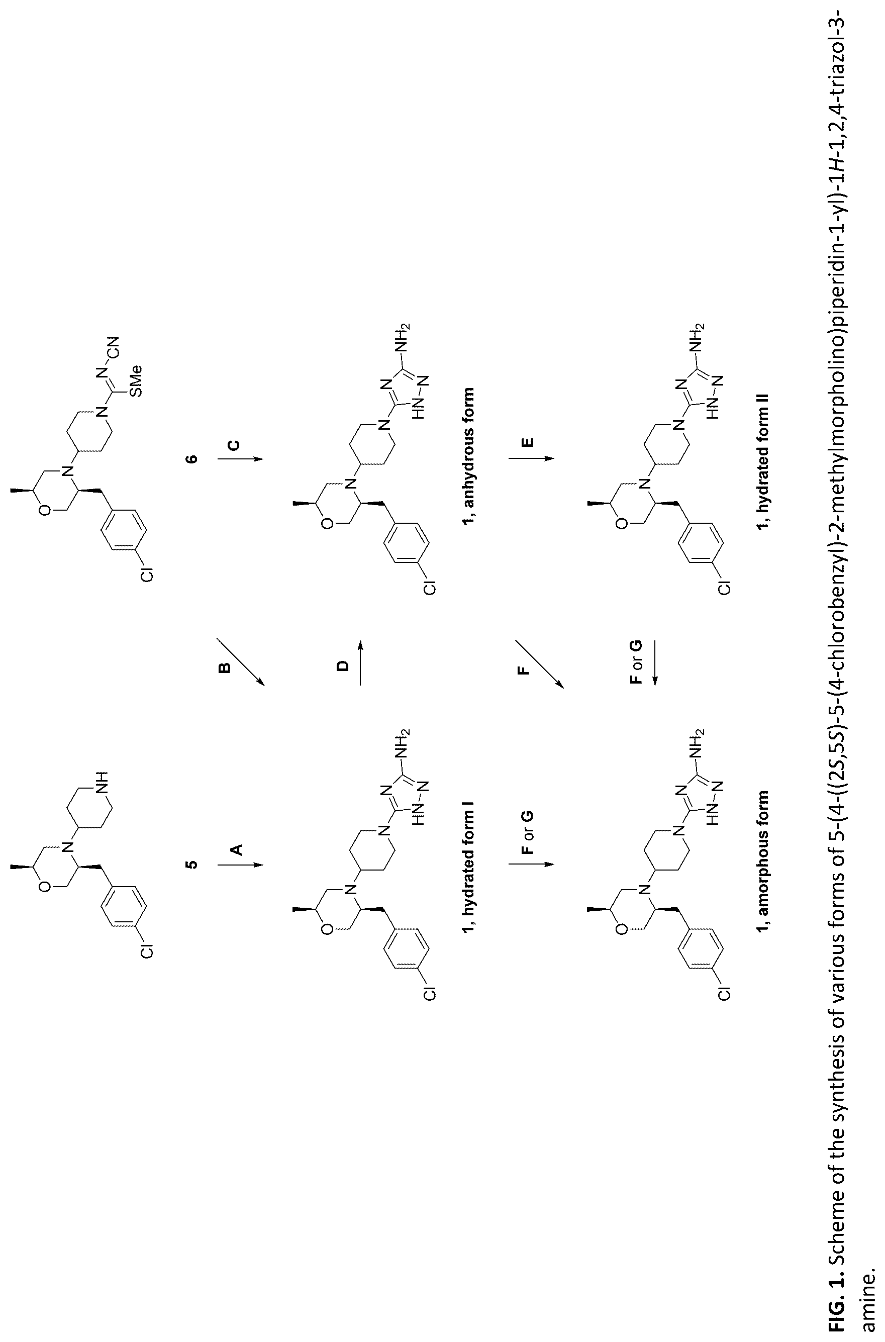 Patent US12319677 Figure 1 – Process for the production of 5-(4-((2S,5S)-5-(4-chlorobenzyl)-2-methyl-morpholino)piperidin-1-yl)-1H-1,2,4-triazol-3-amine